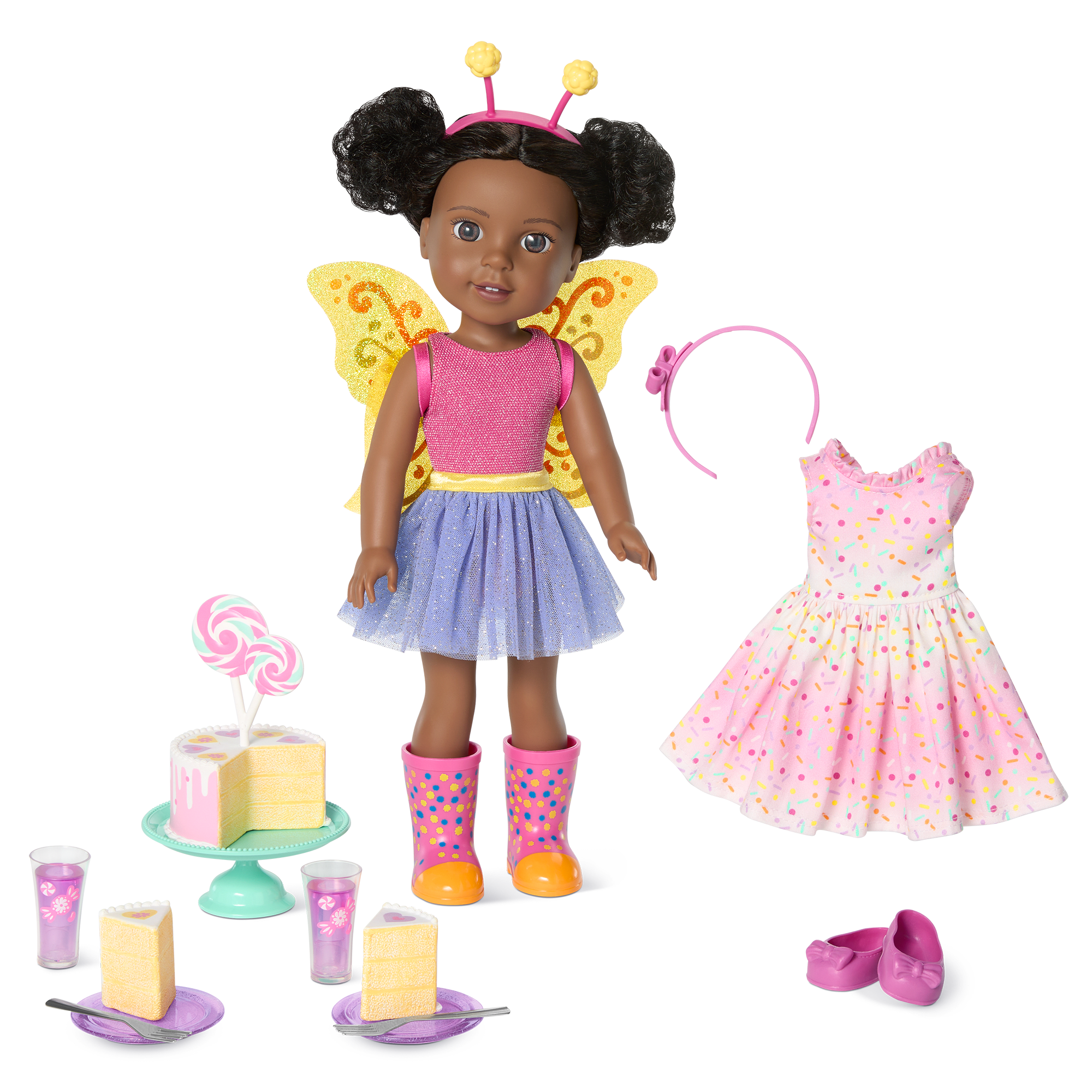 Kendall's Sparkly Party Doll Set with Cake & Accessories | WellieWishers