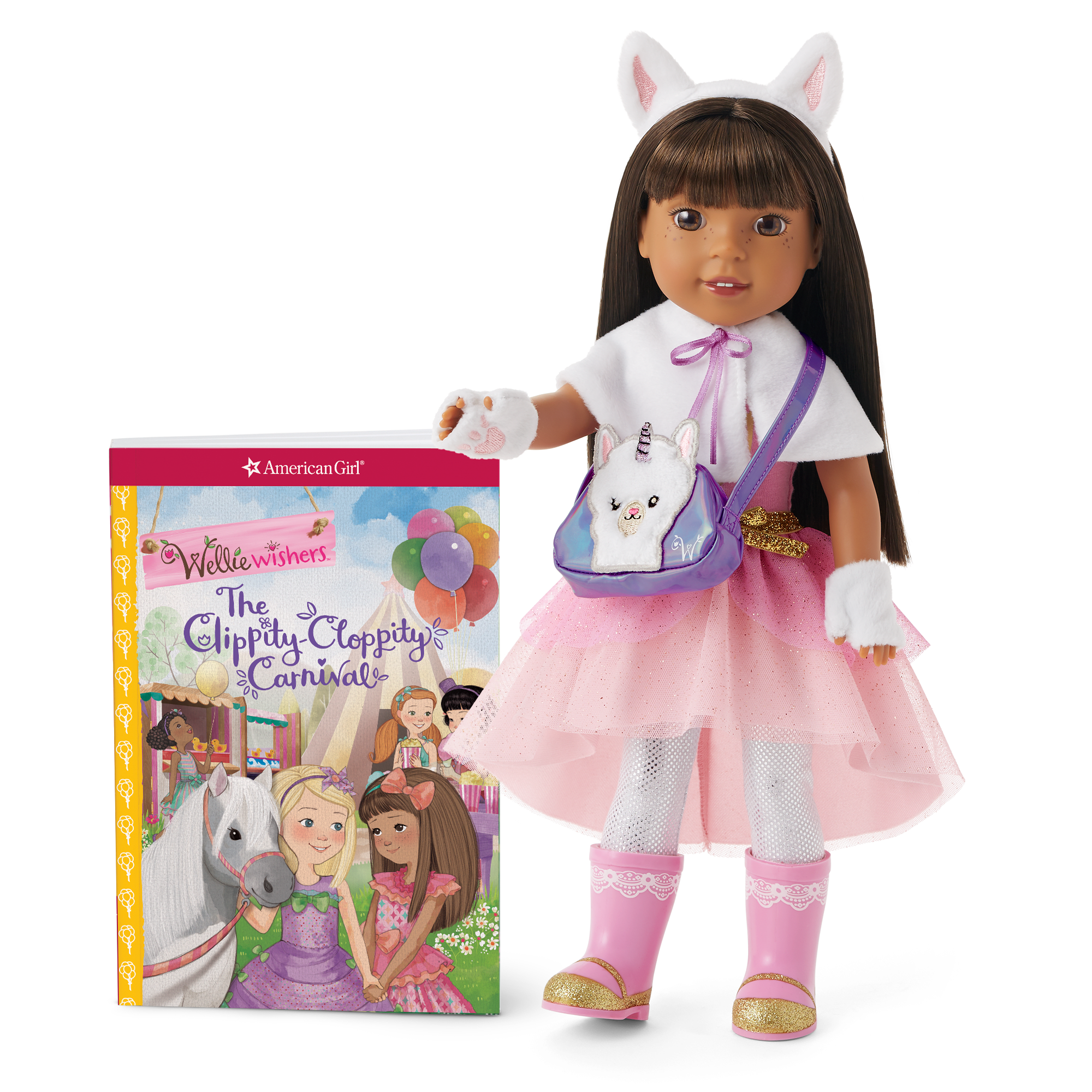 WellieWishers Ashlyn Doll with Book & Magical Llamacorn Accessories | 14.5" Princess Toy