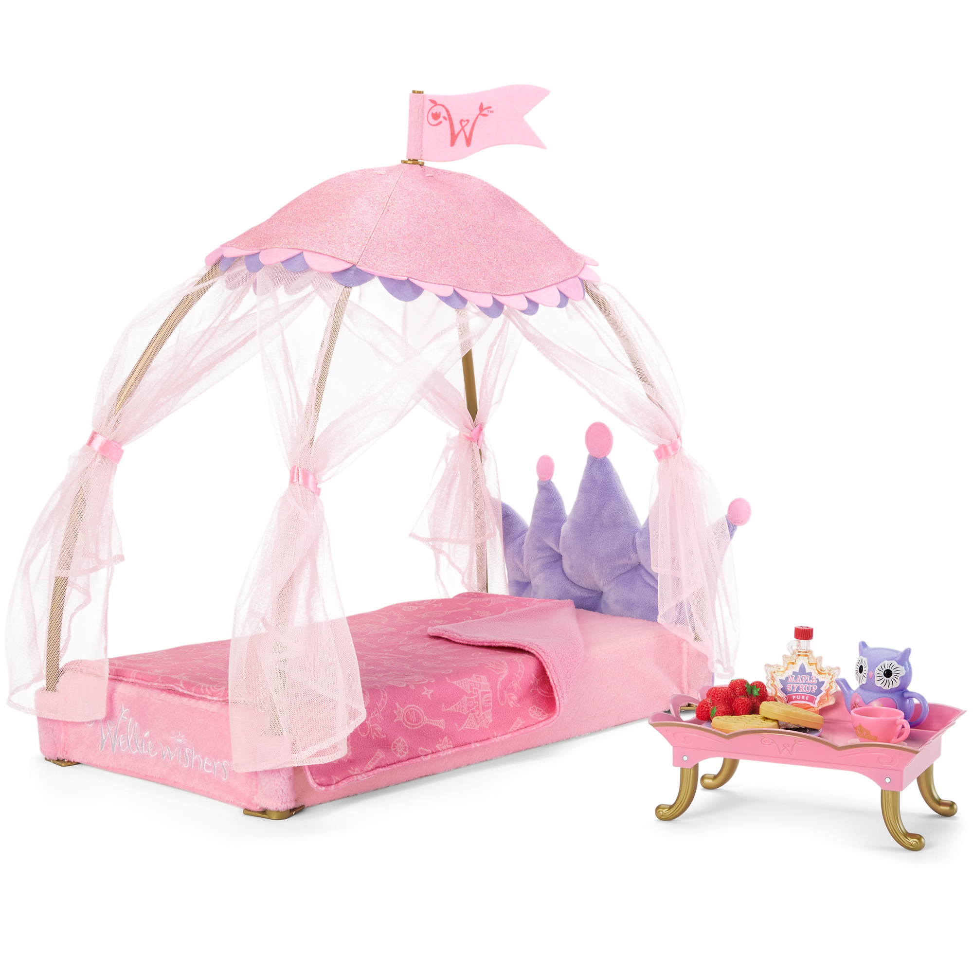 Royal Doll Bed & Breakfast Tray Set for WellieWishers™ | Playtime Bundle