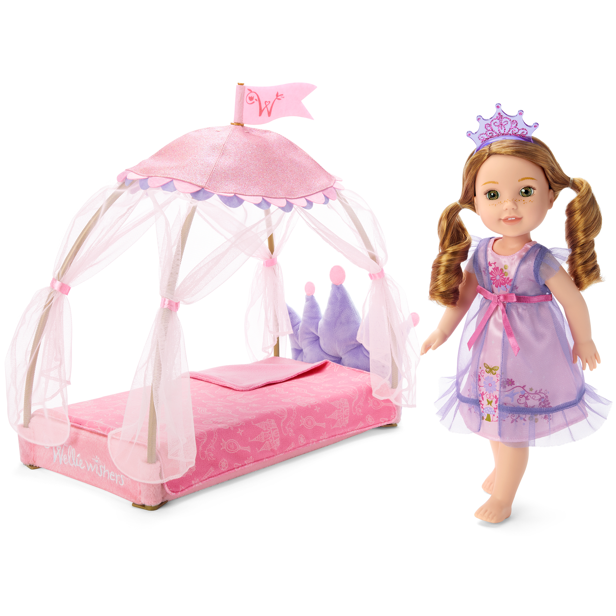 Royal Doll Bed & Breakfast Tray Set for WellieWishers™ | Playtime Bundle