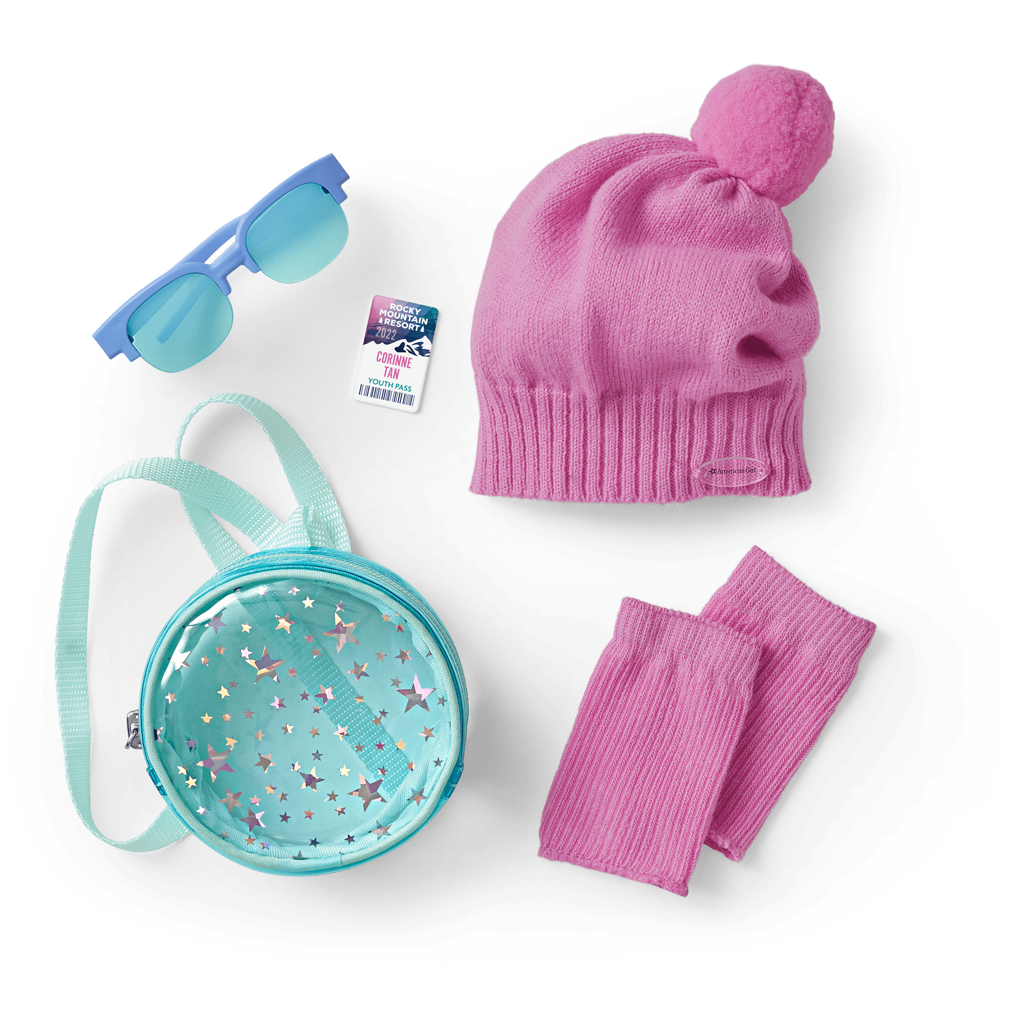 Pink Knit Ski Accessories Set with Sunglasses & Backpack | Corinne’s™