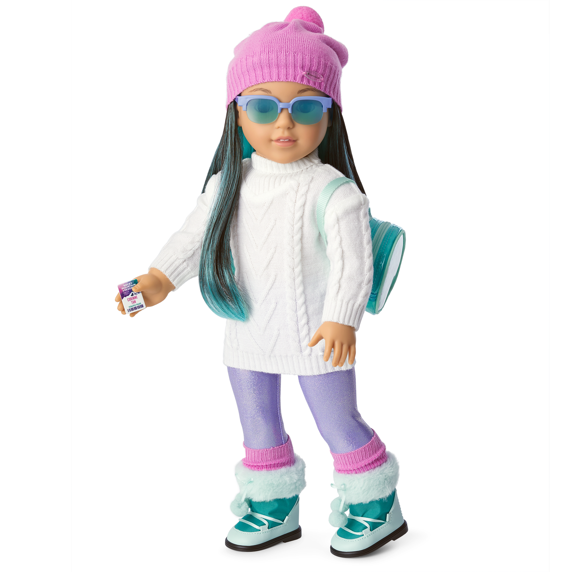 Pink Knit Ski Accessories Set with Sunglasses & Backpack | Corinne’s™