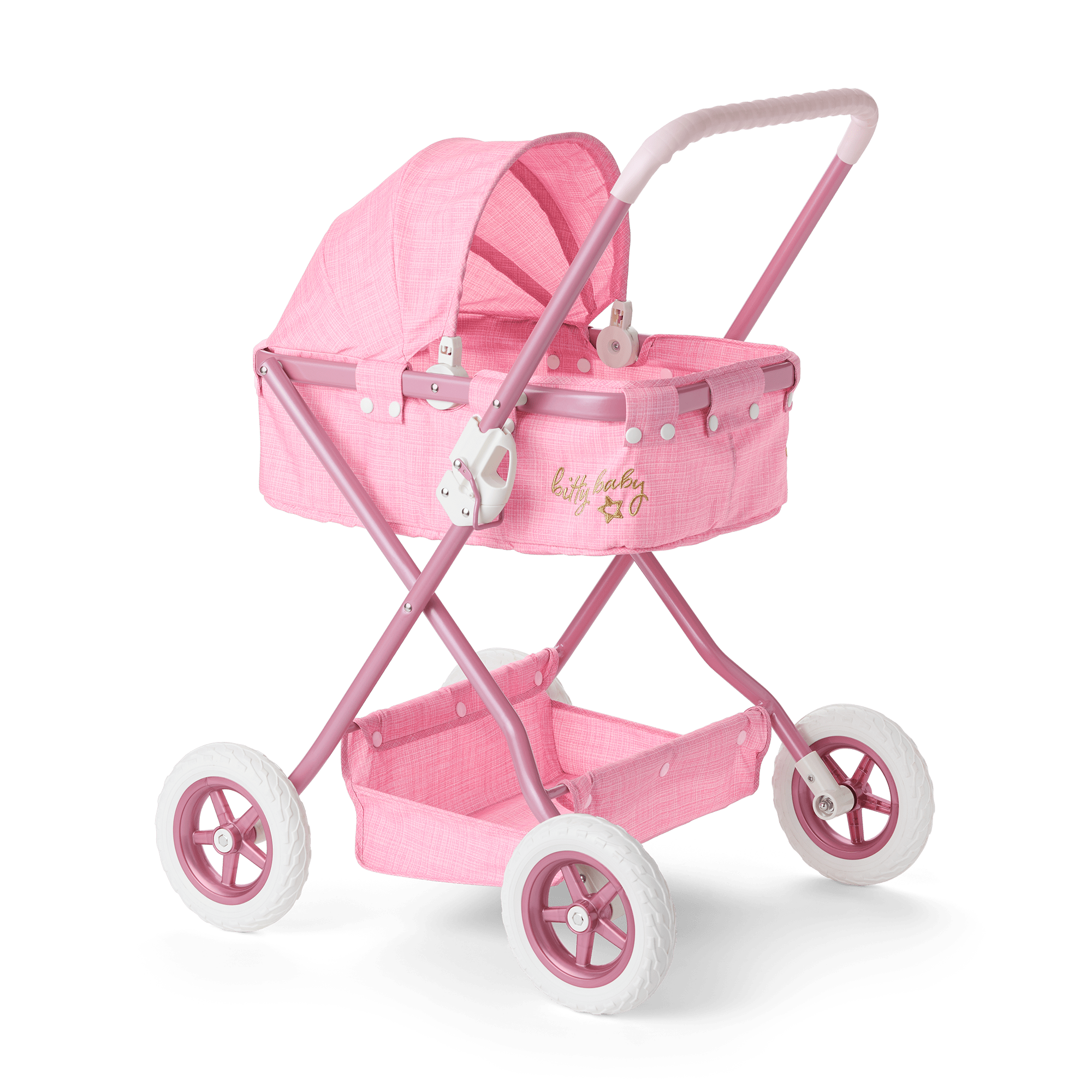 Pink Bassinet Stroller with Canopy & Storage | Bitty Baby