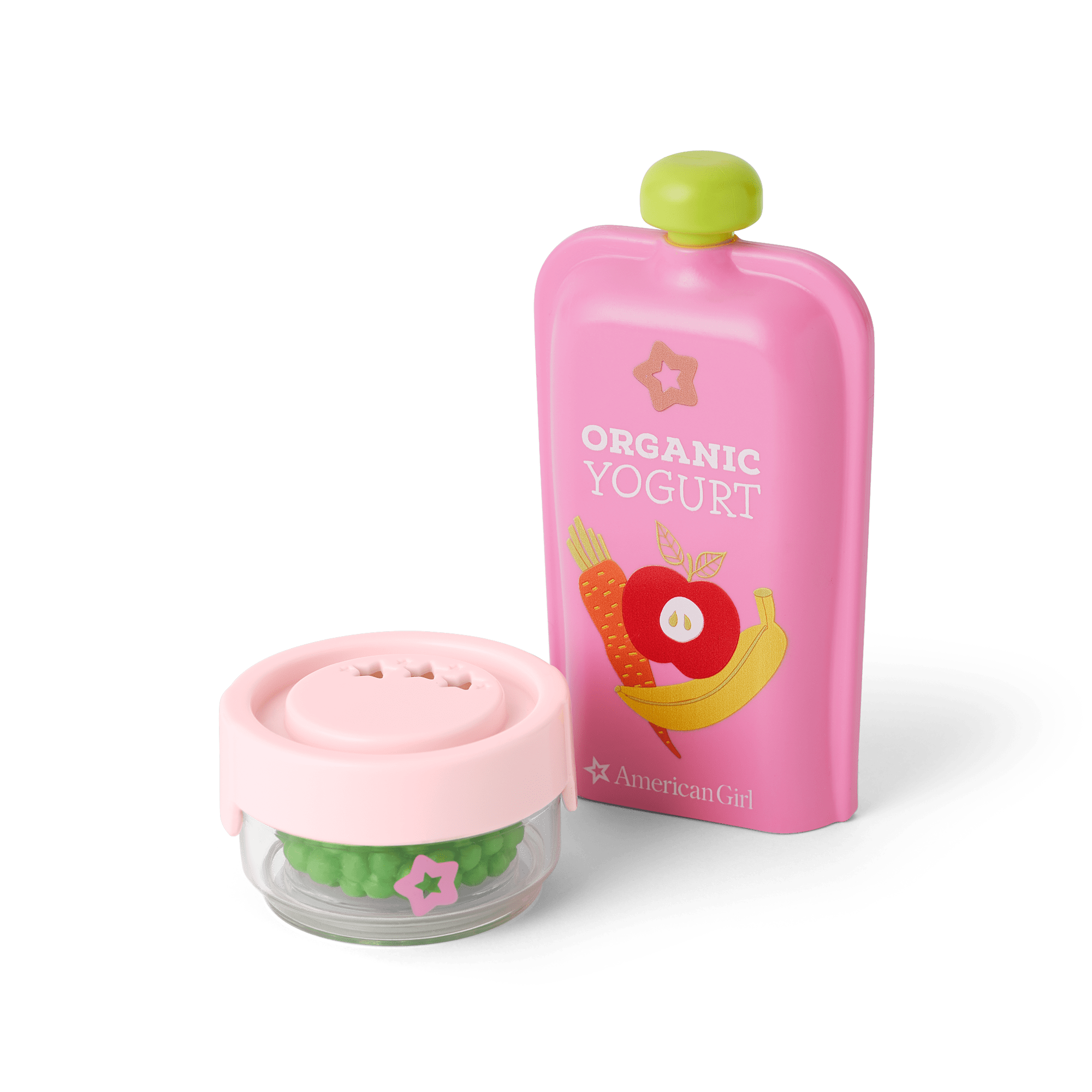 Pretend Yogurt & Peas Squeeze Snacks for Bitty Baby Dolls