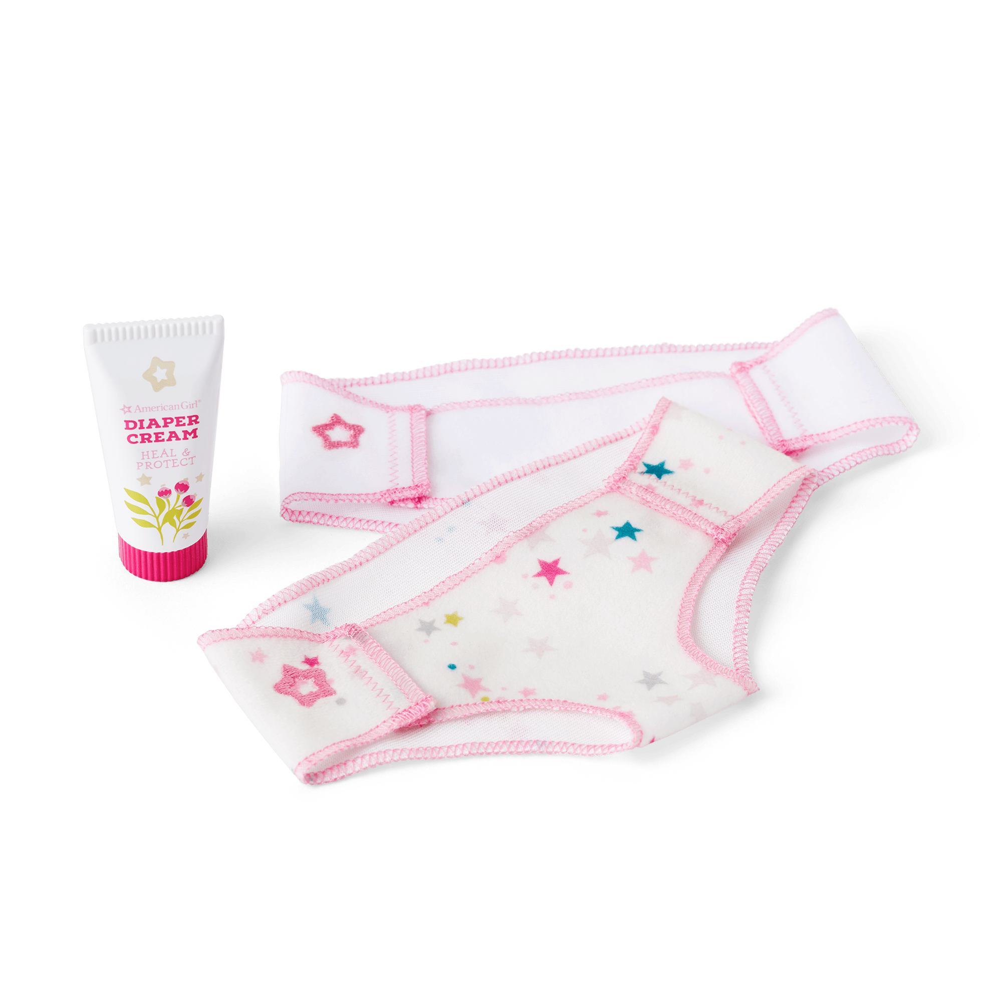 Baby Doll Diaper Set with Embroidered Star & Pretend Ointment | Bitty’s™