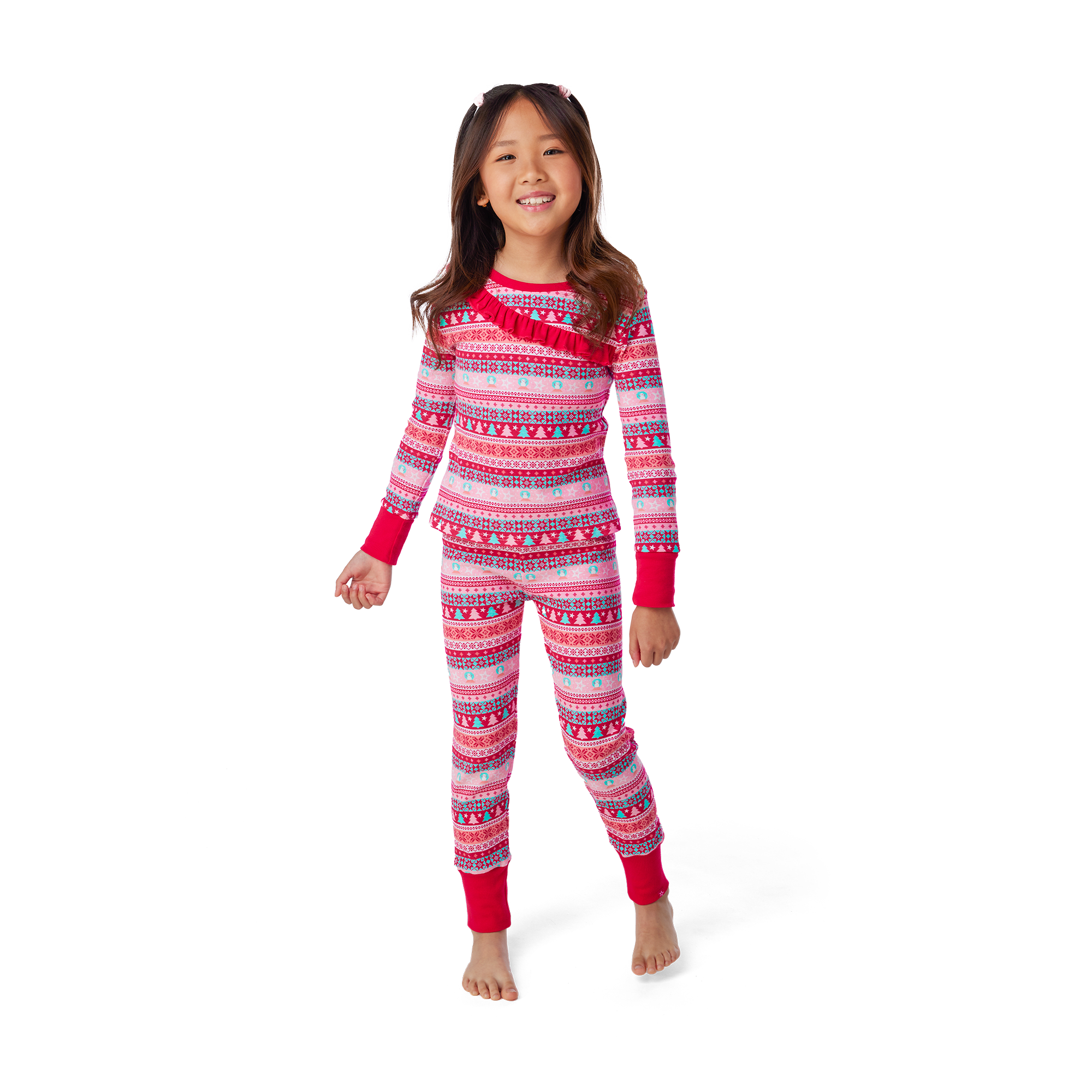Festive Fair Isle Pajamas for Girls with Matching Doll PJs | Berry Merry