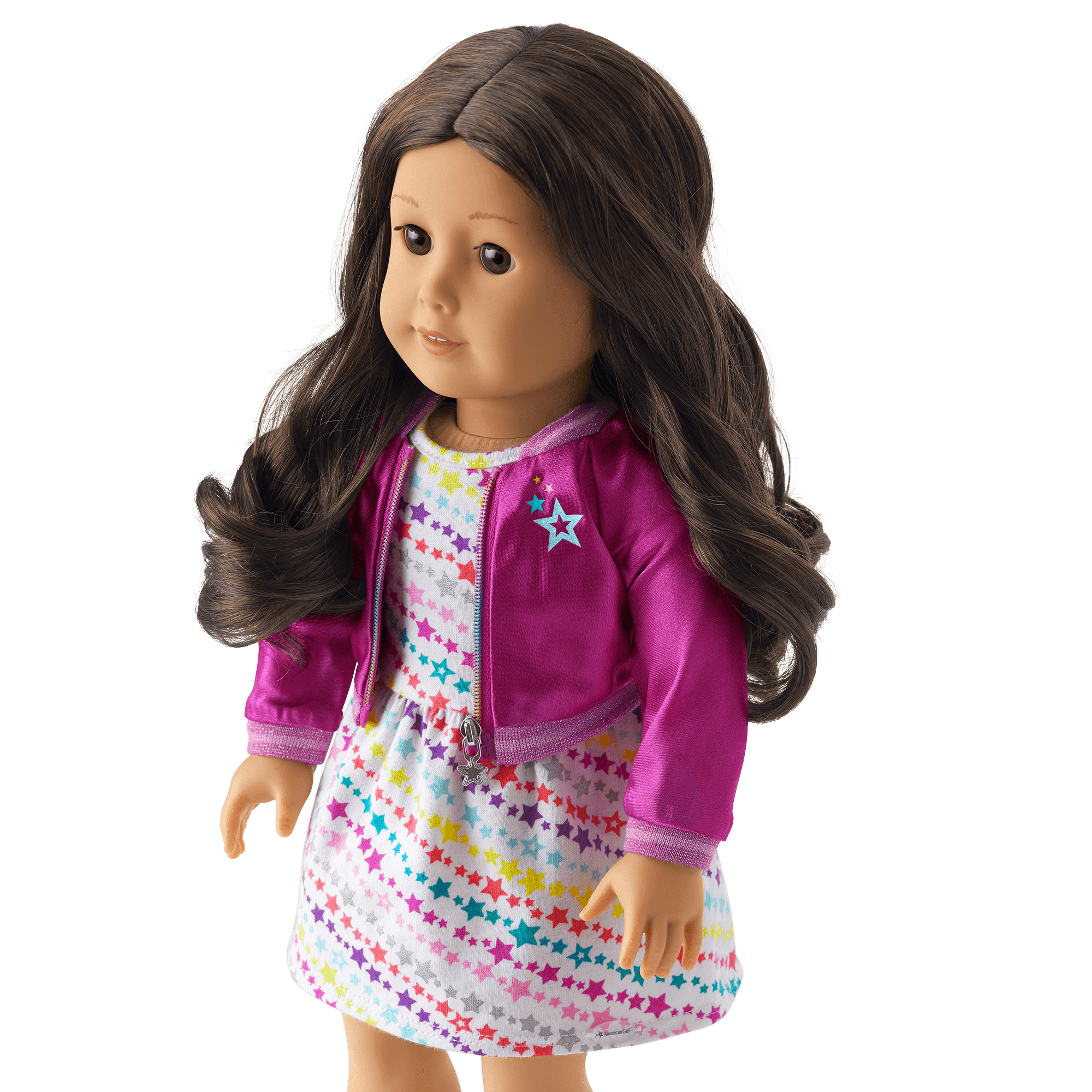 Truly Me Doll #69 with Curly Dark-Brown Hair & Star-Print Dress | 18"