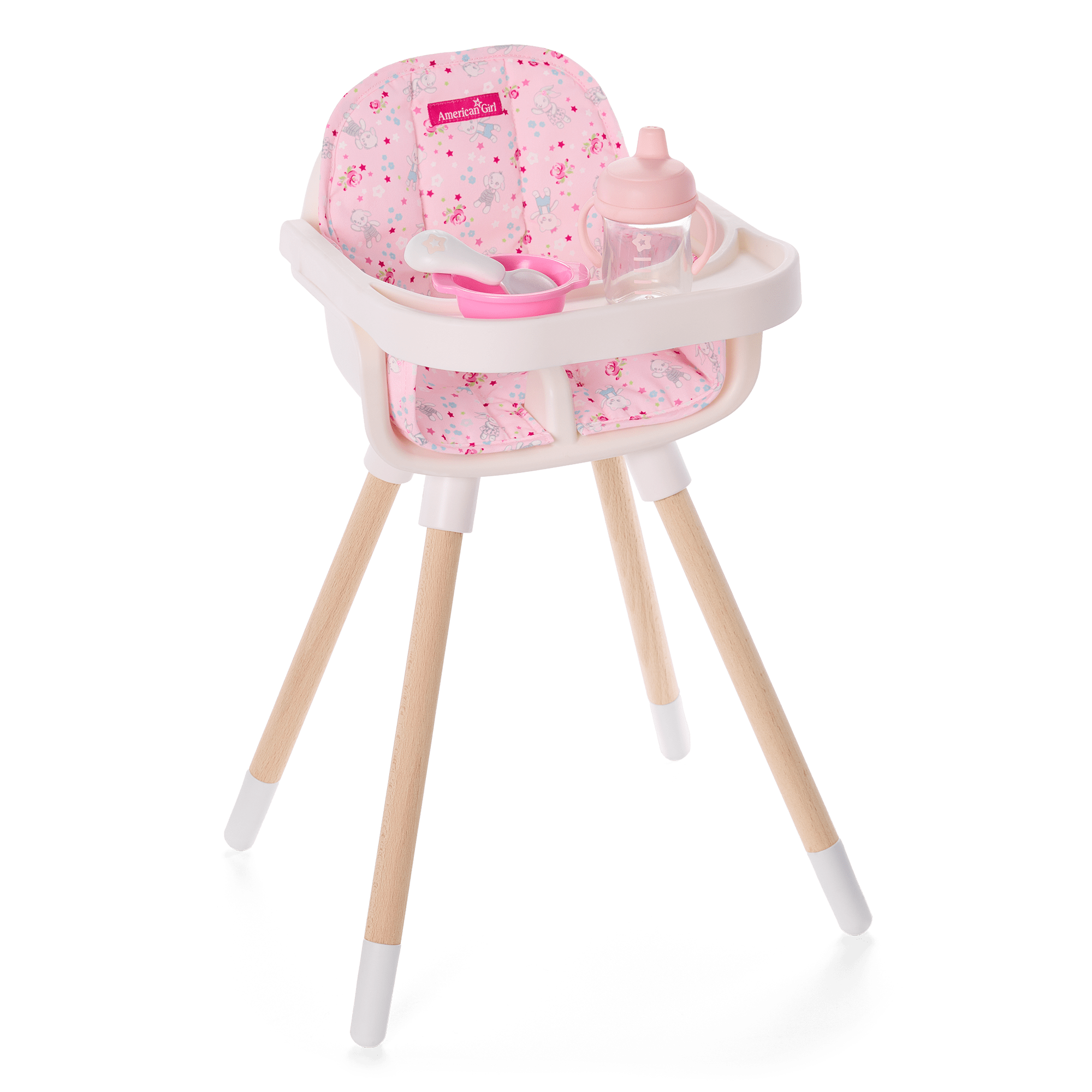 Scandinavian-Style High Chair for Bitty Baby® | Wooden Legs & Non-Slip Feet