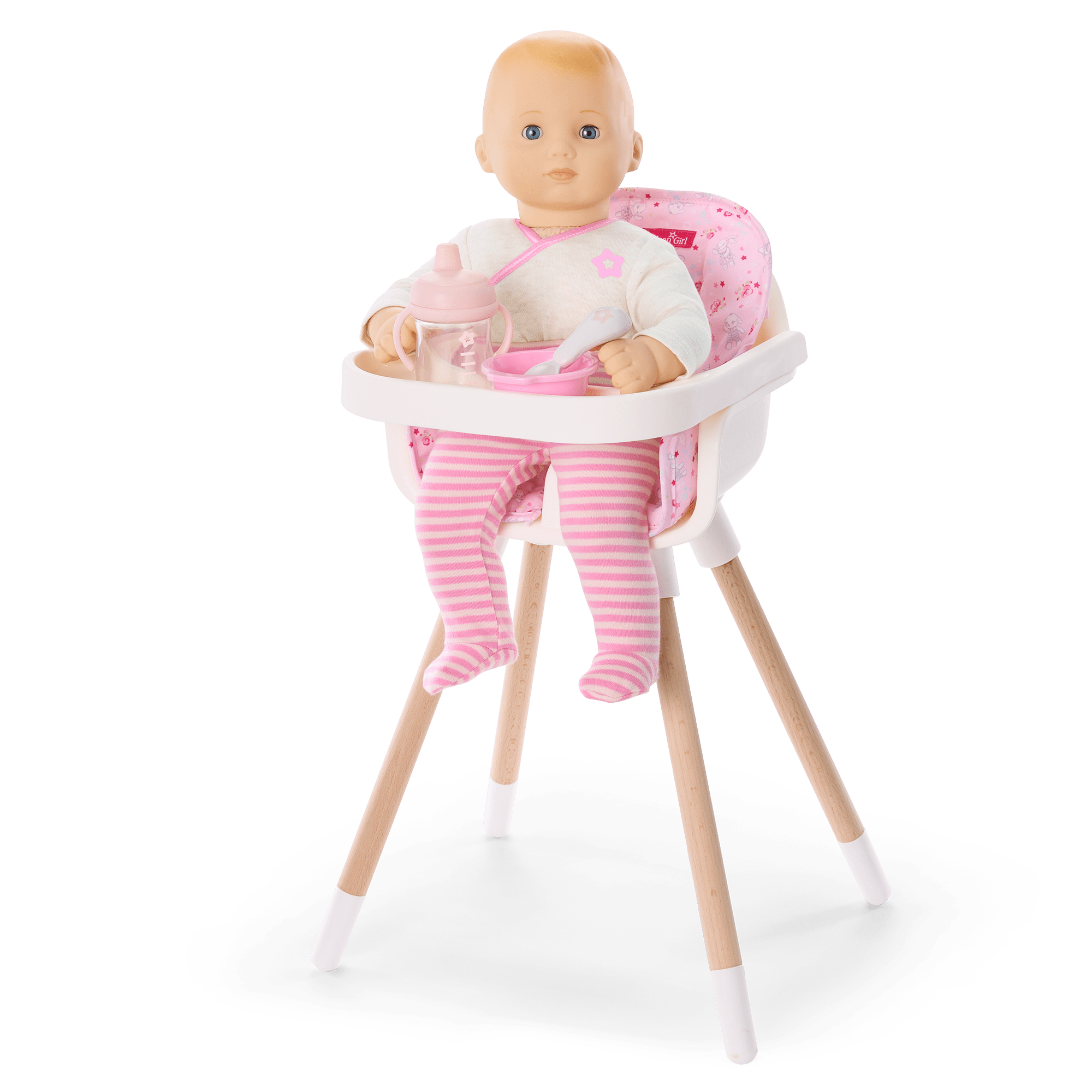 Scandinavian-Style High Chair for Bitty Baby® | Wooden Legs & Non-Slip Feet