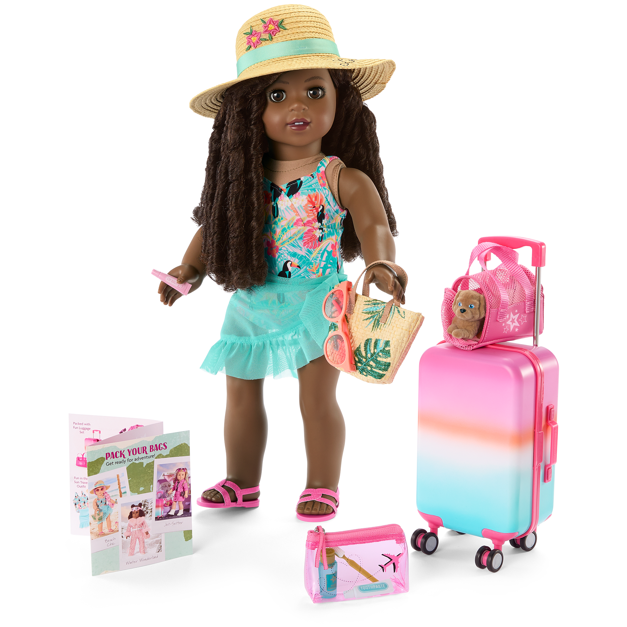18-inch Doll Luggage Set with Pet Carrier & Toiletry Bag | Fun Travel Essentials