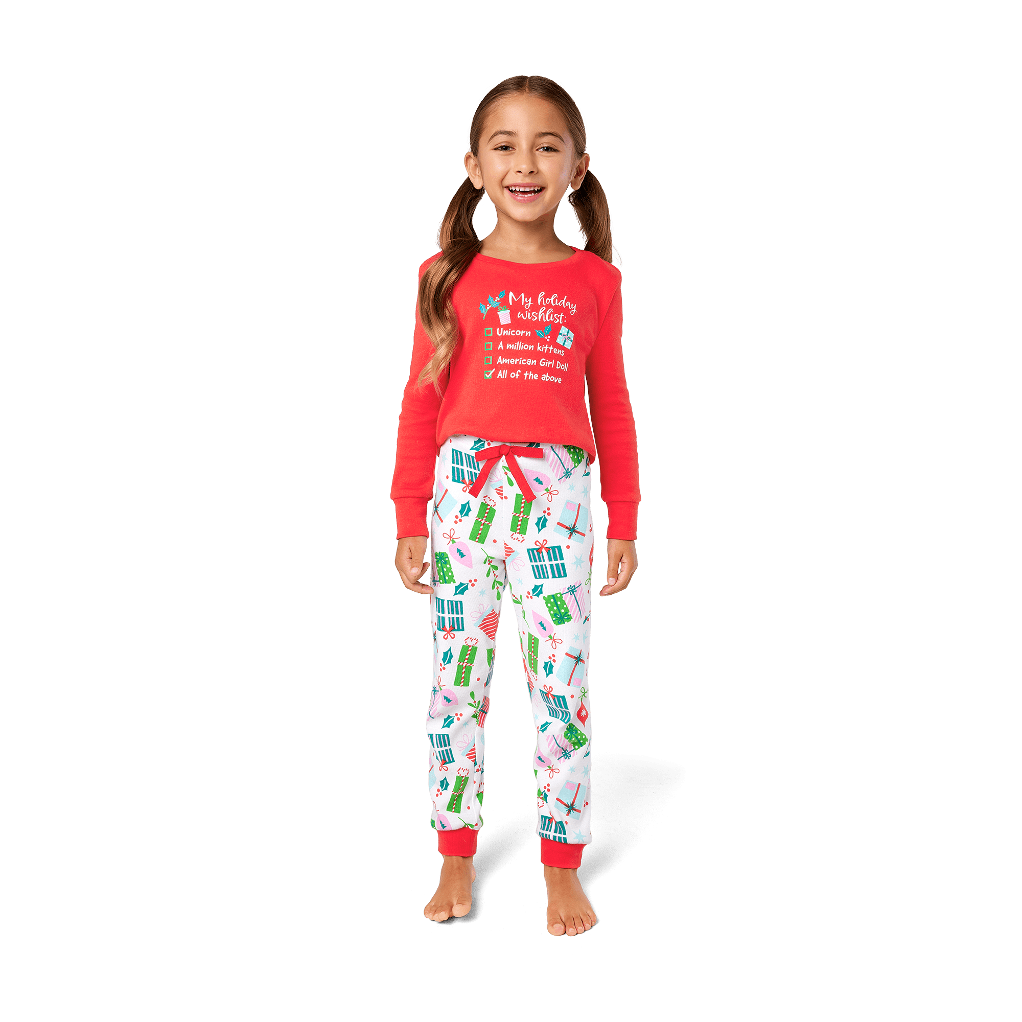 Girls' Holiday Pajama Set with Wish List Graphic | Bitty Baby