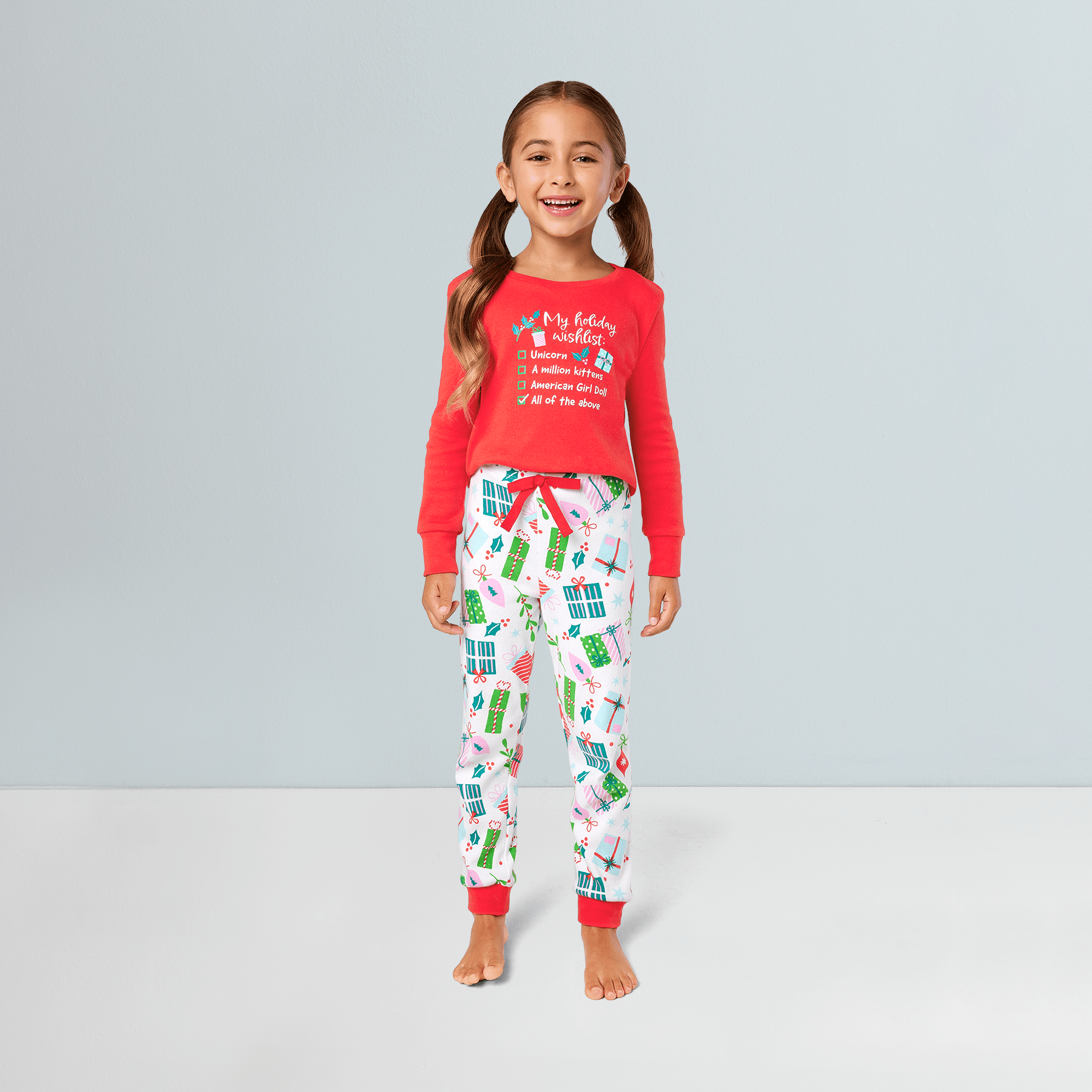Girls' Holiday Pajama Set with Wish List Graphic | Bitty Baby