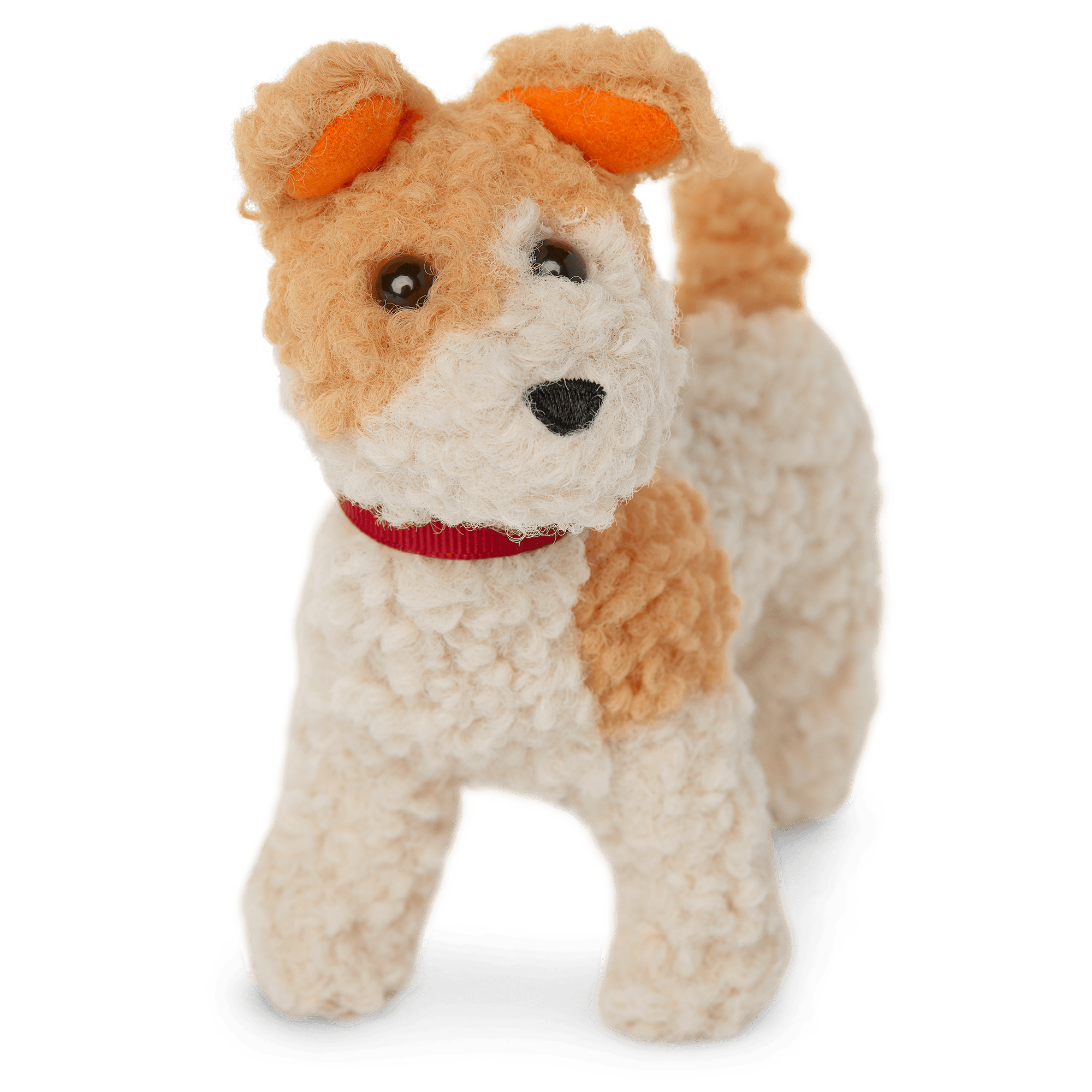 Plush Brown & White Dog Toy with Red Ribbon Collar | Molly's™ Bennett™