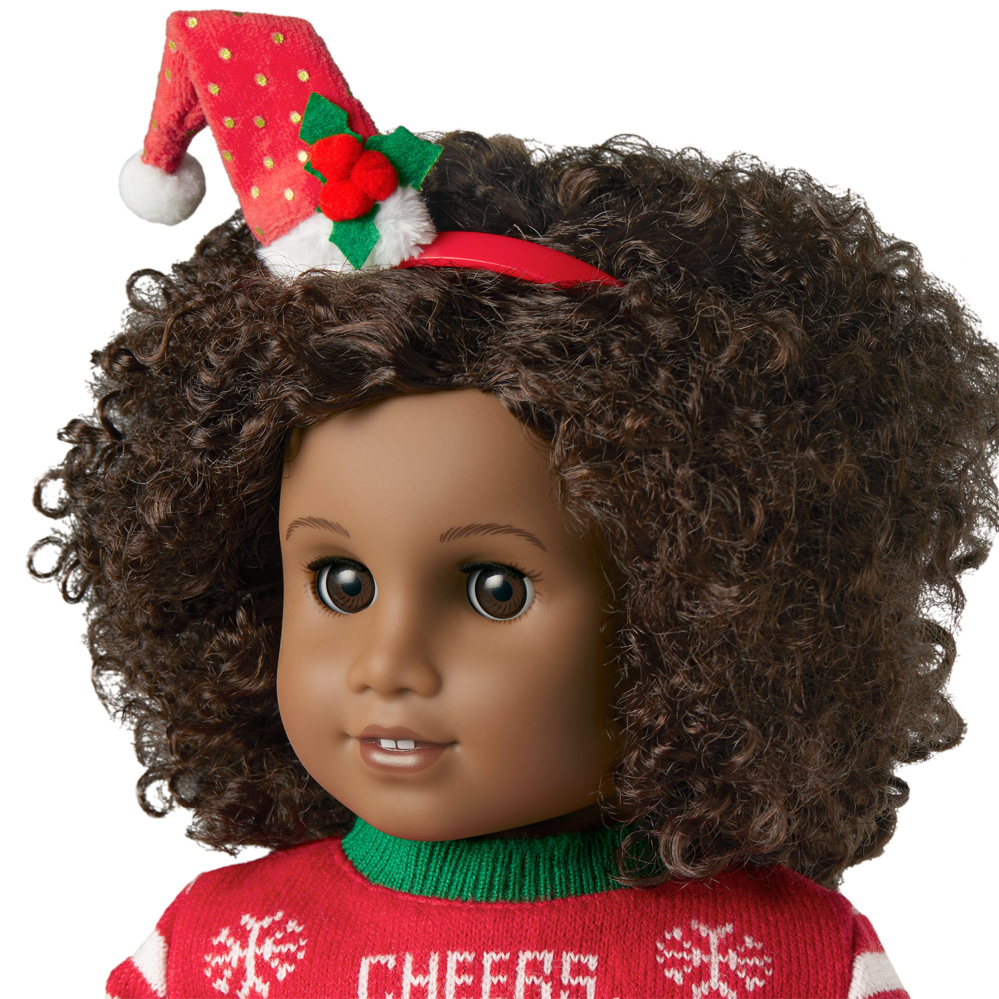 Festive Christmas Sweater for 18-inch Dolls with Santa Hat & Hot Cocoa Mug