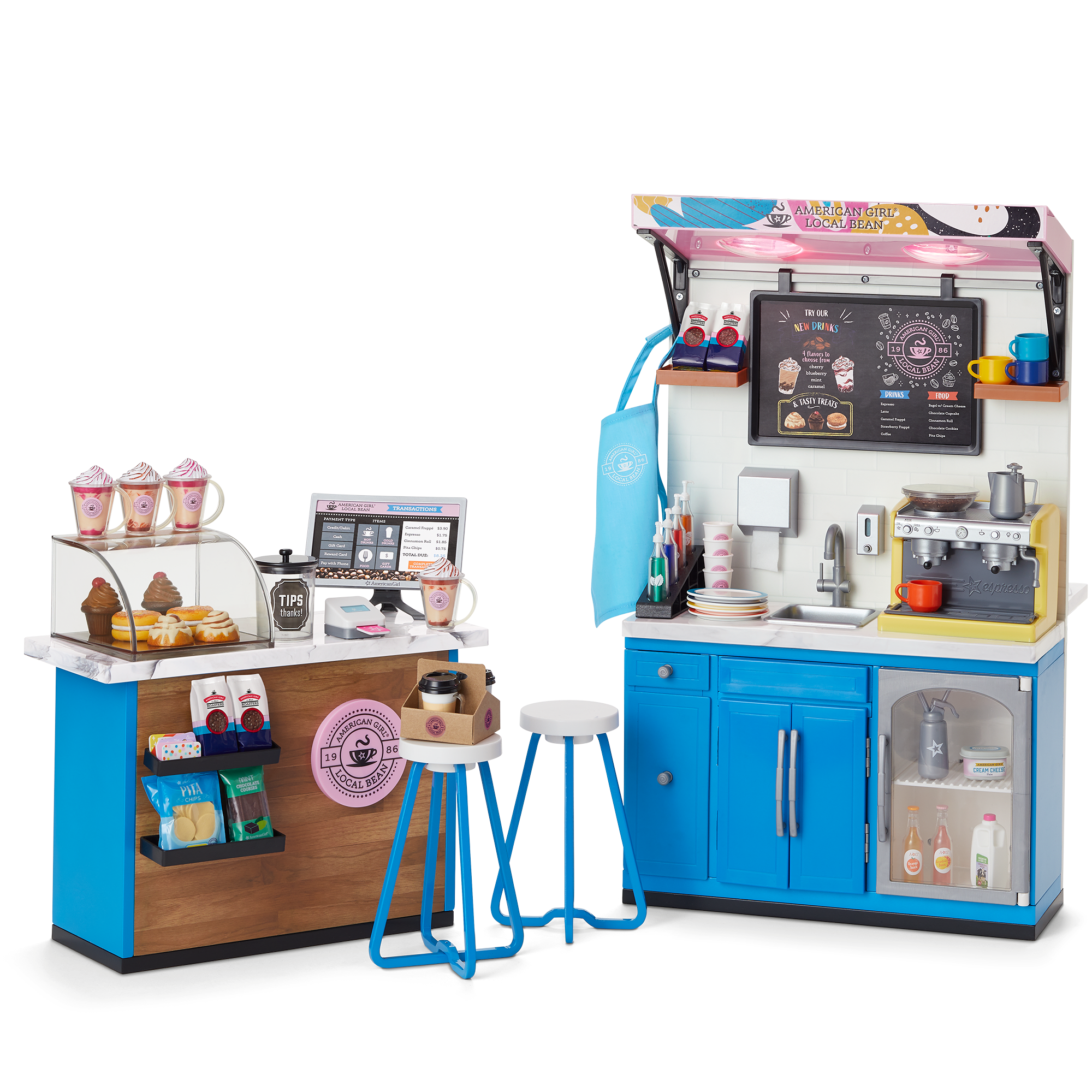 American Girl Coffee Shop Playset with Espresso Machine & 67 Pieces | Barista Set