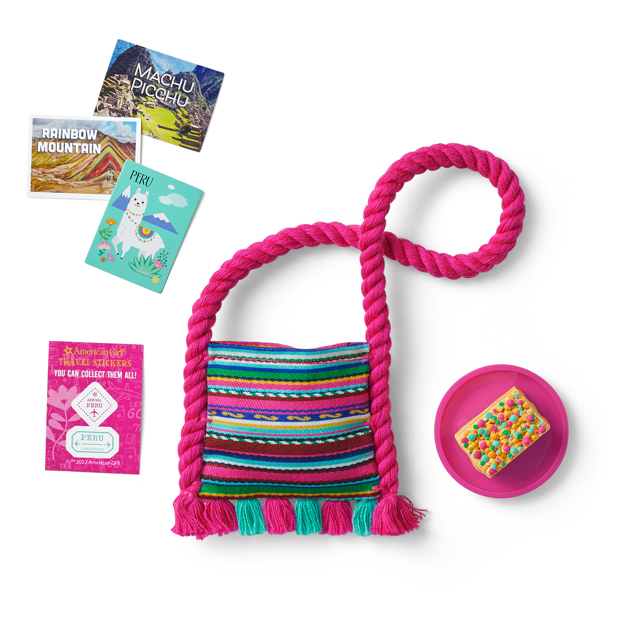Authentic Peruvian Souvenir Gift Set with Tasseled Purse & Dessert