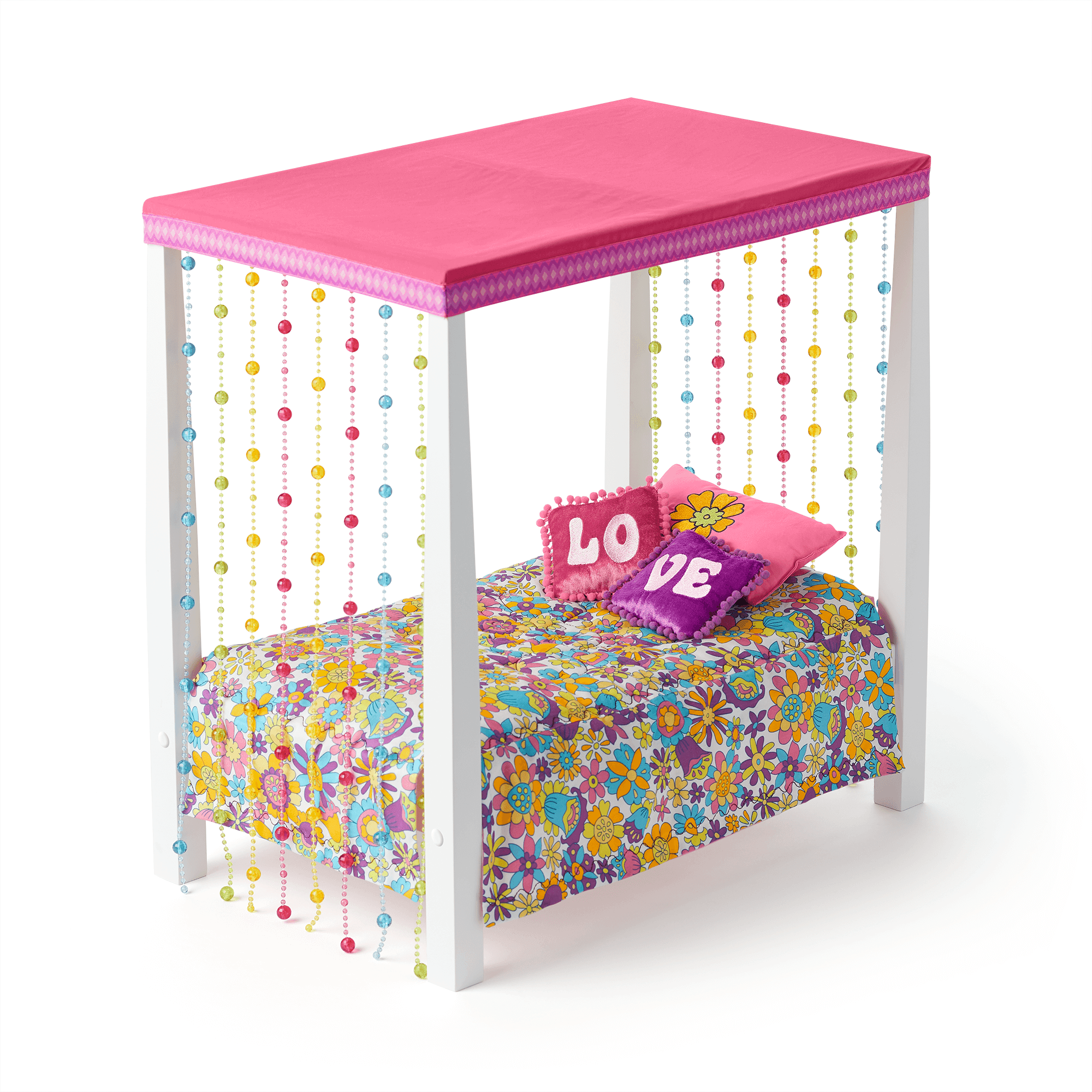 18-inch Doll Bed & Bedding Set with Canopy & Floral Bedspread | Julie’s™