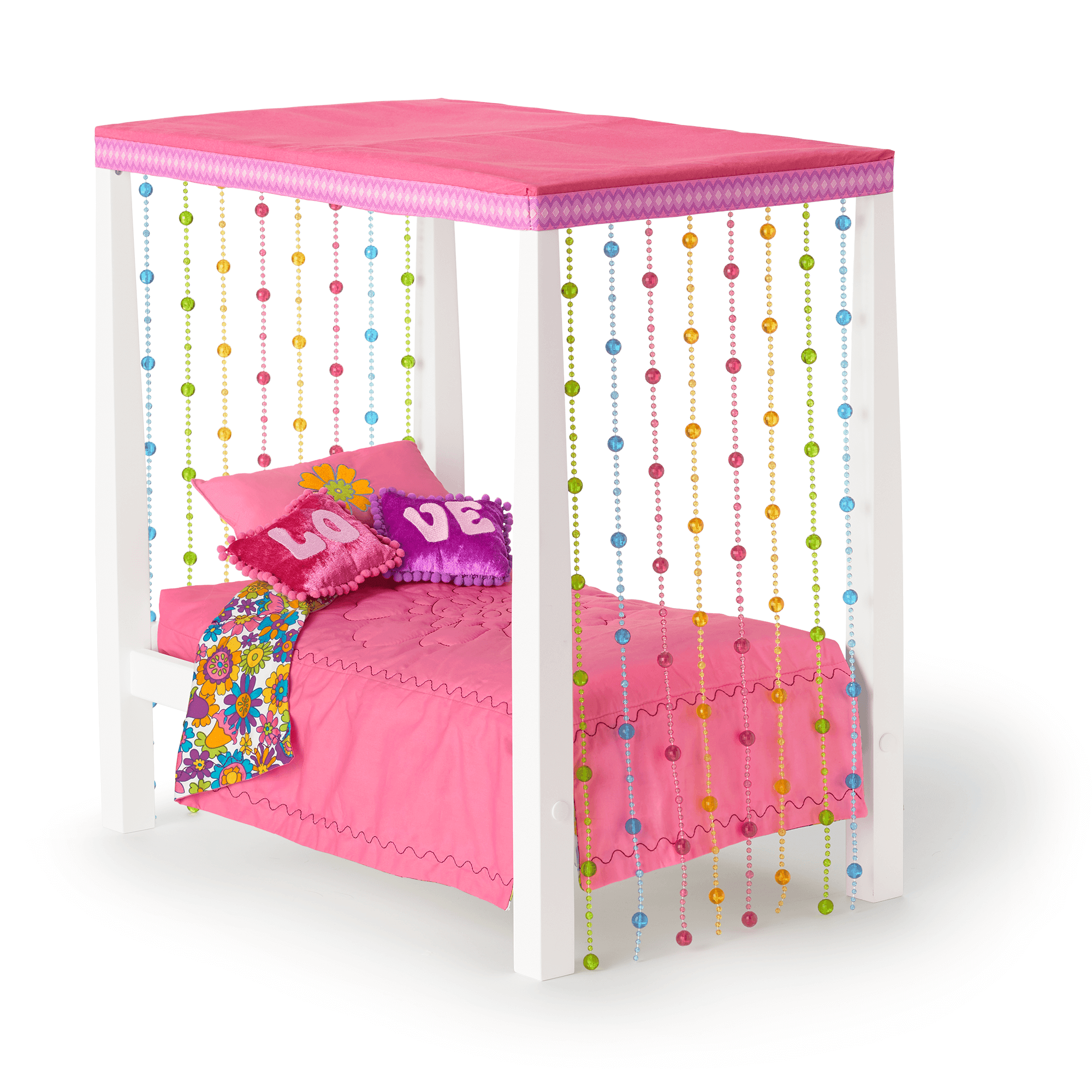 18-inch Doll Bed & Bedding Set with Canopy & Floral Bedspread | Julie’s™