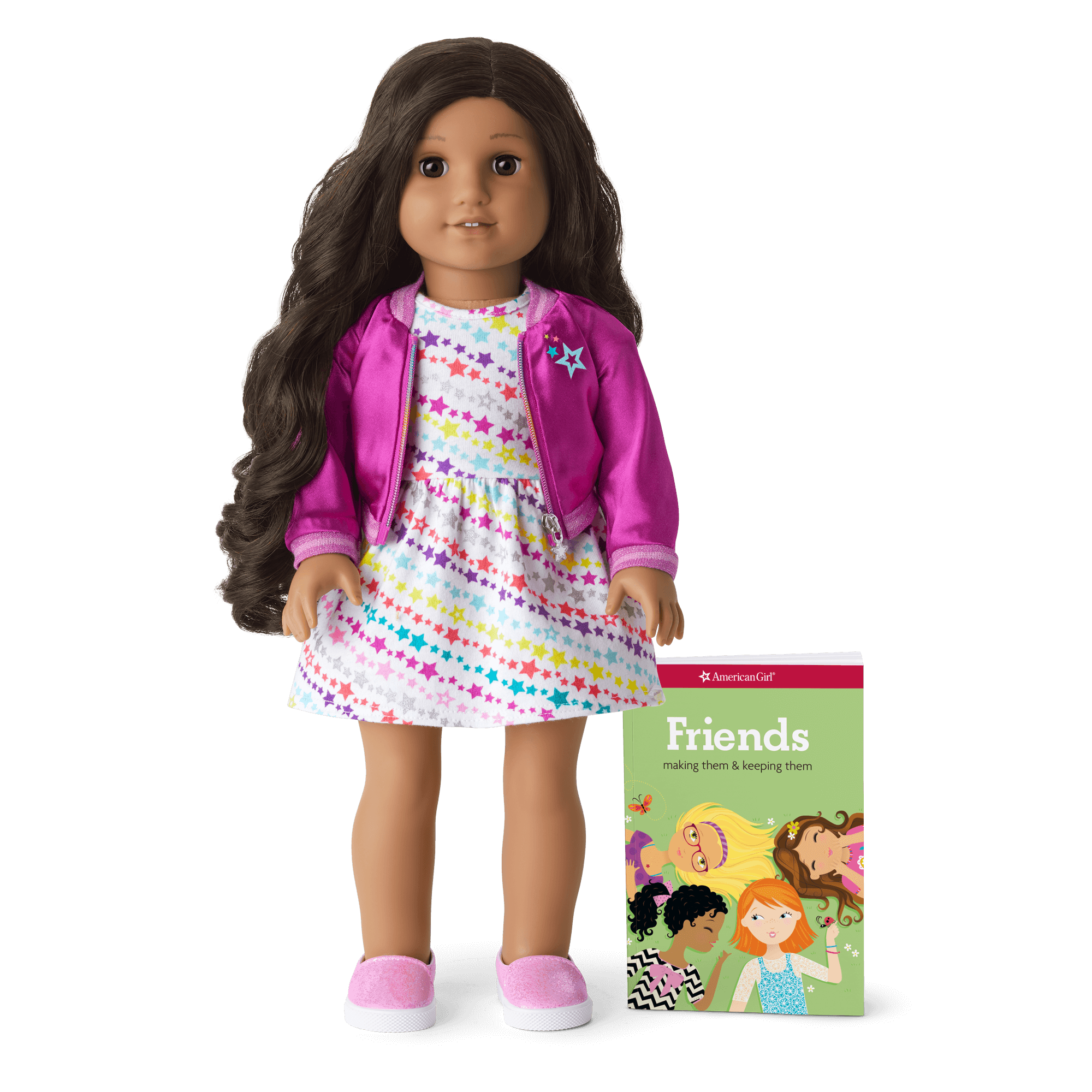 Truly Me™ 18" Doll with Curly Hair & Star-Print Dress | American Girl