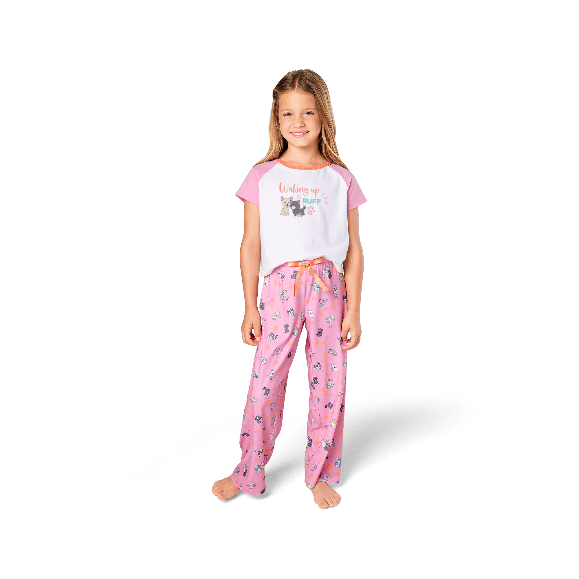 Girls' Puppy & Kitty Pajama Set | Waking Up Is Ruff PJs