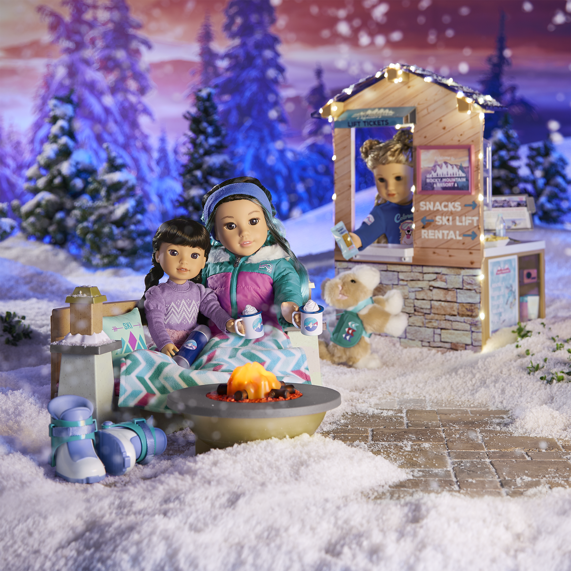 18-Inch Doll Ski & Snack Shop Playset with Pretend Food & Accessories