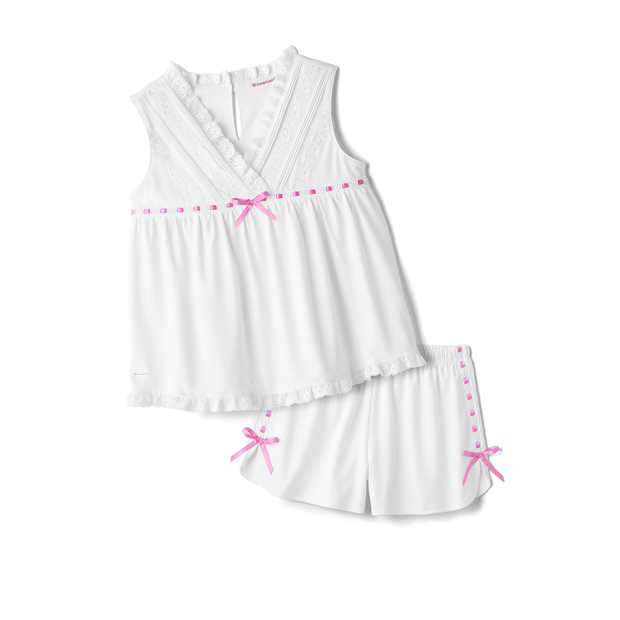 Floral Embroidered Ribbon & Lace Pajama Set for Girls | Historical Style