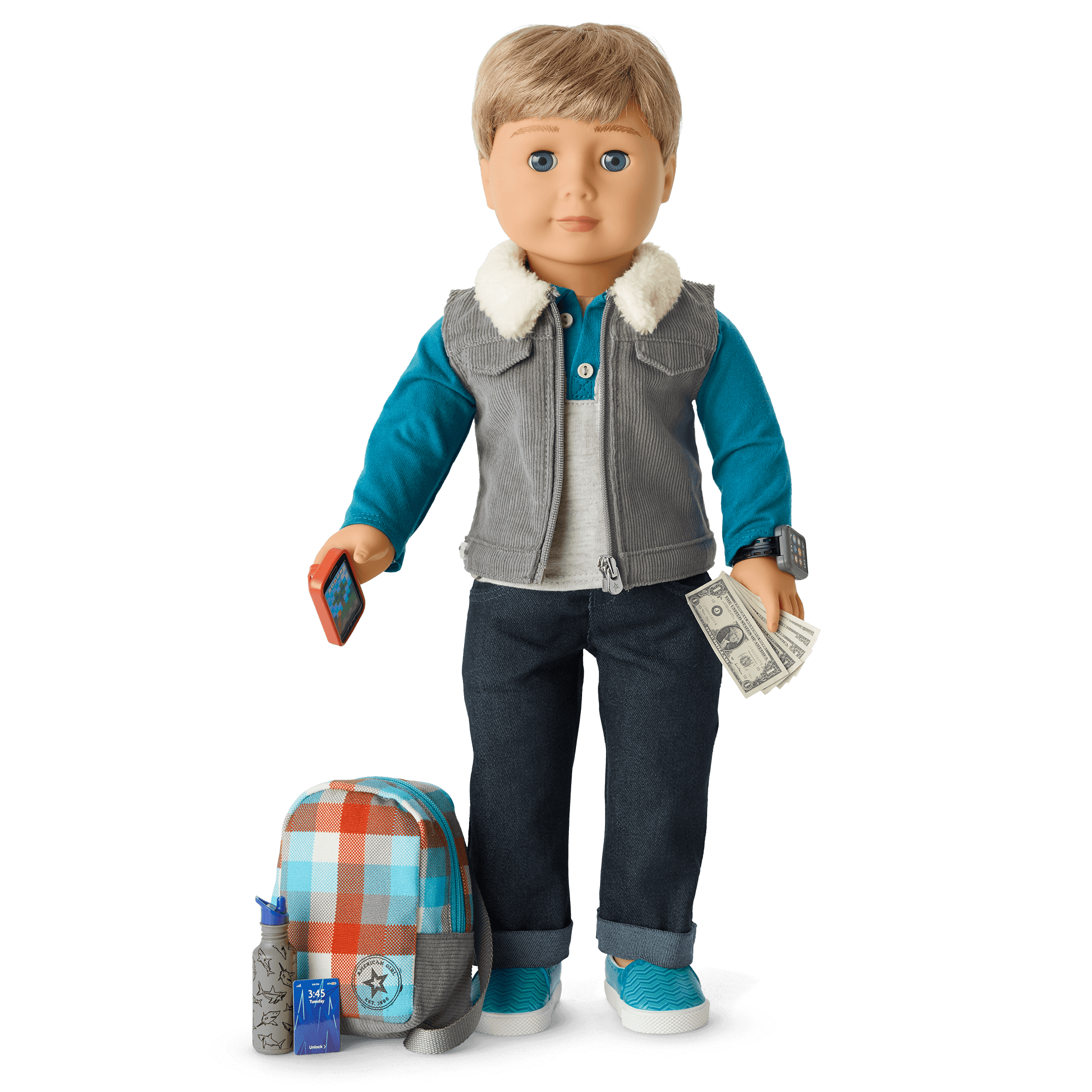 18-Inch Doll Accessory Set with Vest, Backpack & Phone | Casual & Cool