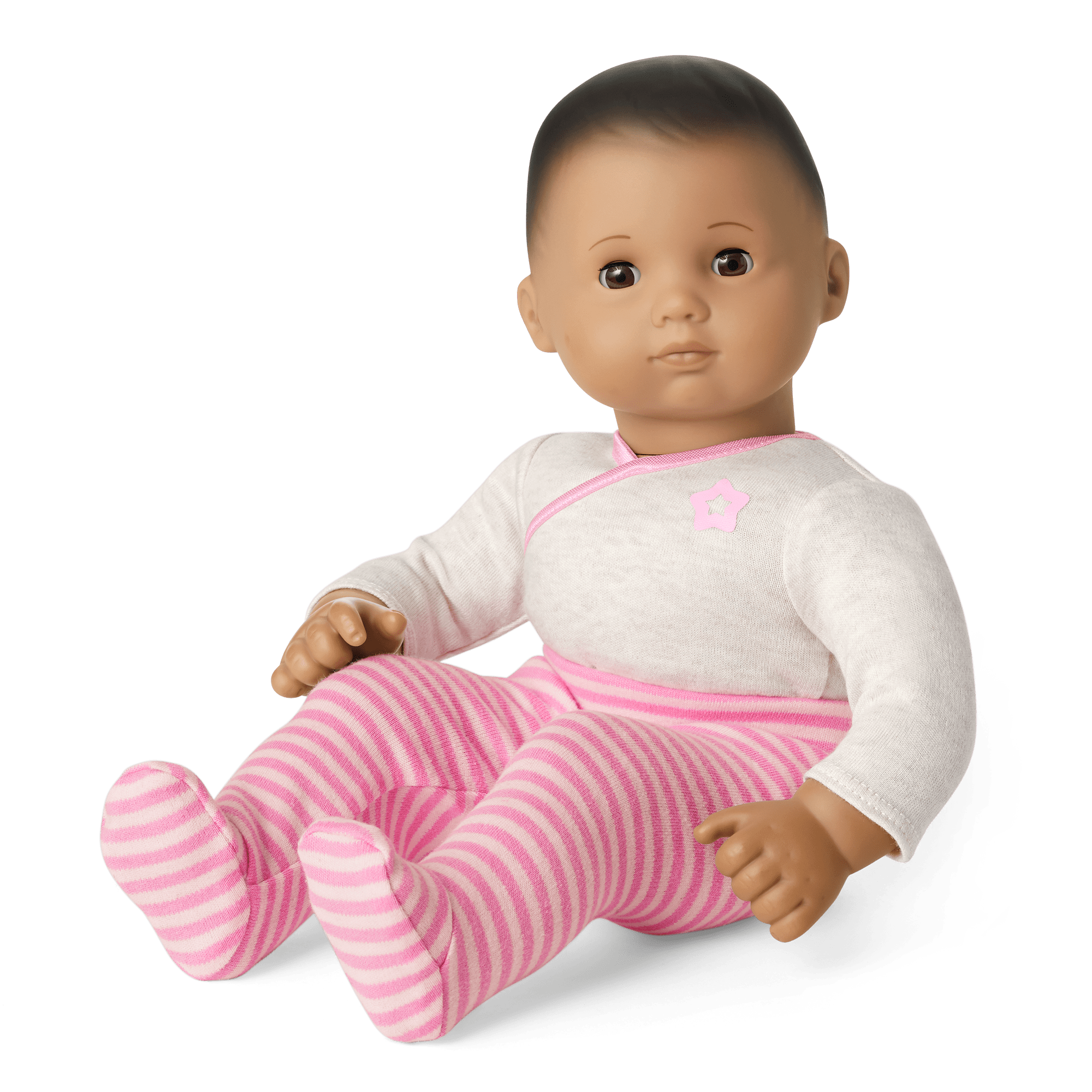 Bitty Baby Doll with Dark Brown Hair & Pink Outfit | 15" First Baby Doll