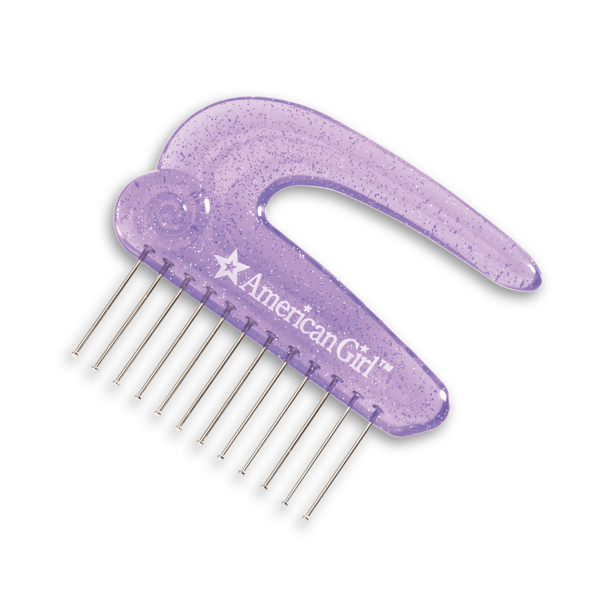 Sparkly Hair Pick for Dolls with Metal Tines & Curvy Handle