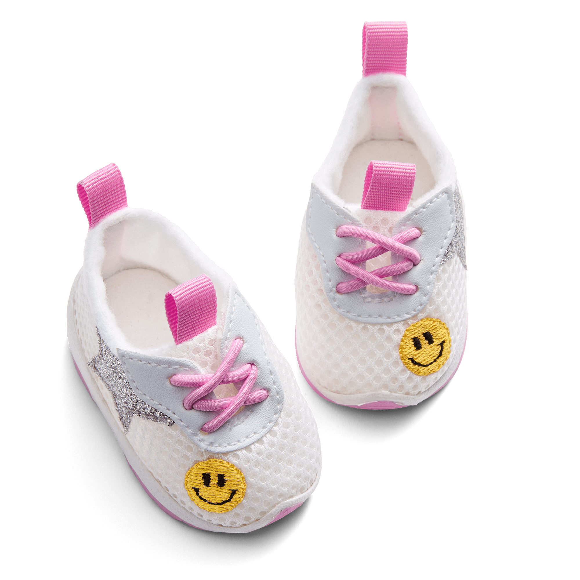 Chunky Sneakers for 18-inch Dolls with Smiley Faces & Stars | Playful Doll Shoes