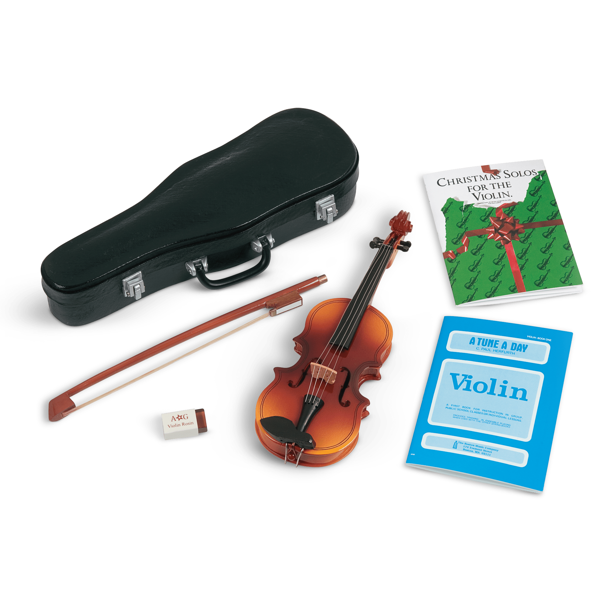 Doll Violin Set with Bow, Rosin & Case | Velvet-Lined