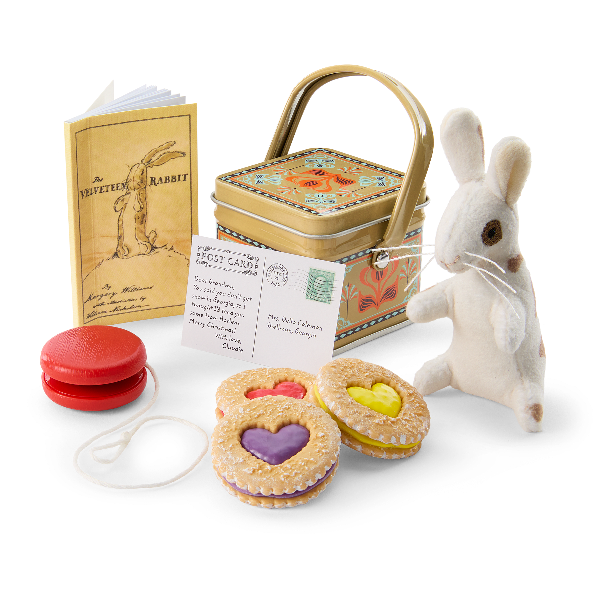 Claudie's Christmas Doll Accessories for 18-inch Historical Characters | Velveteen Rabbit Gift Set