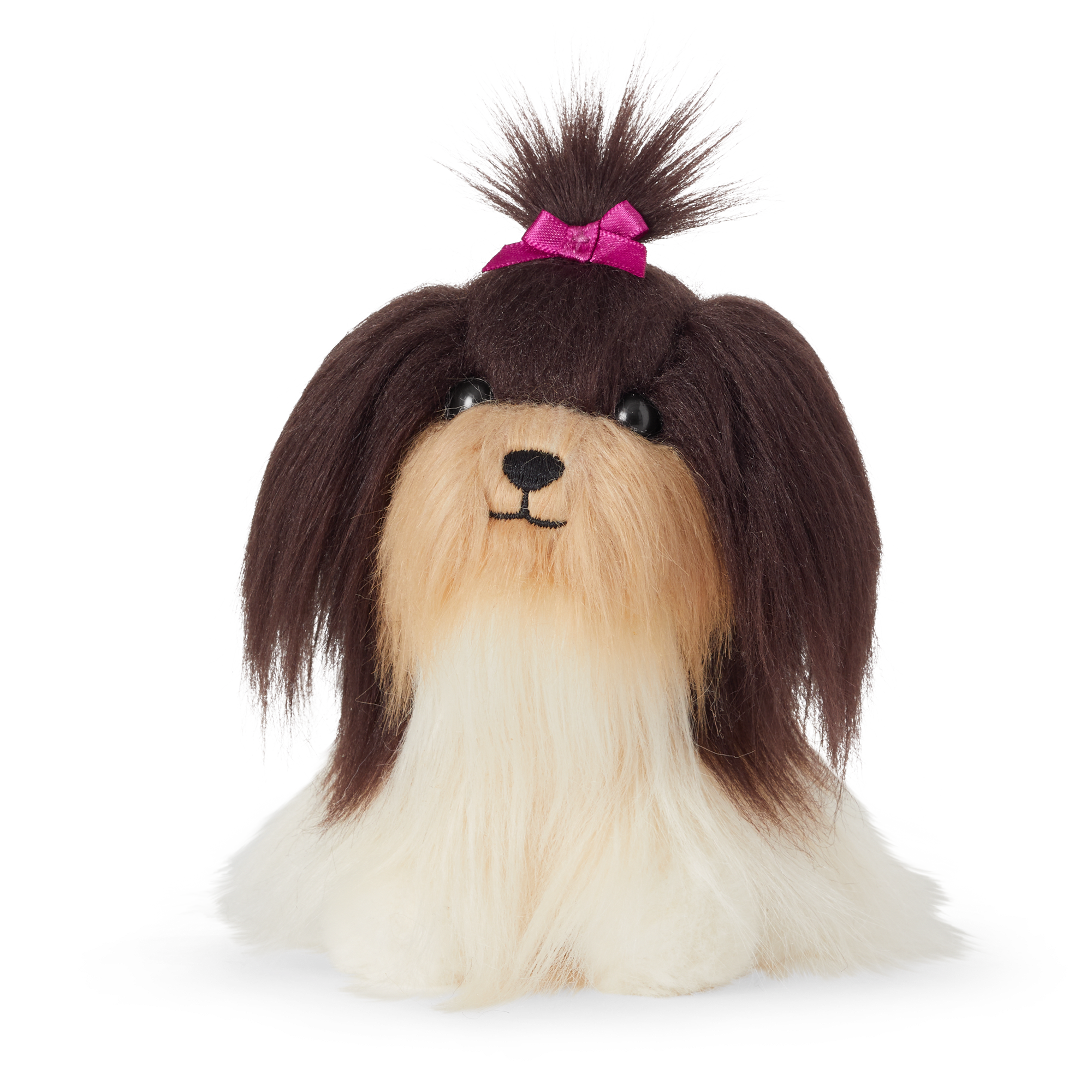 Plush Mixed-Breed Dog Toy with Pink Bow | Claudie's Dizzy Dot