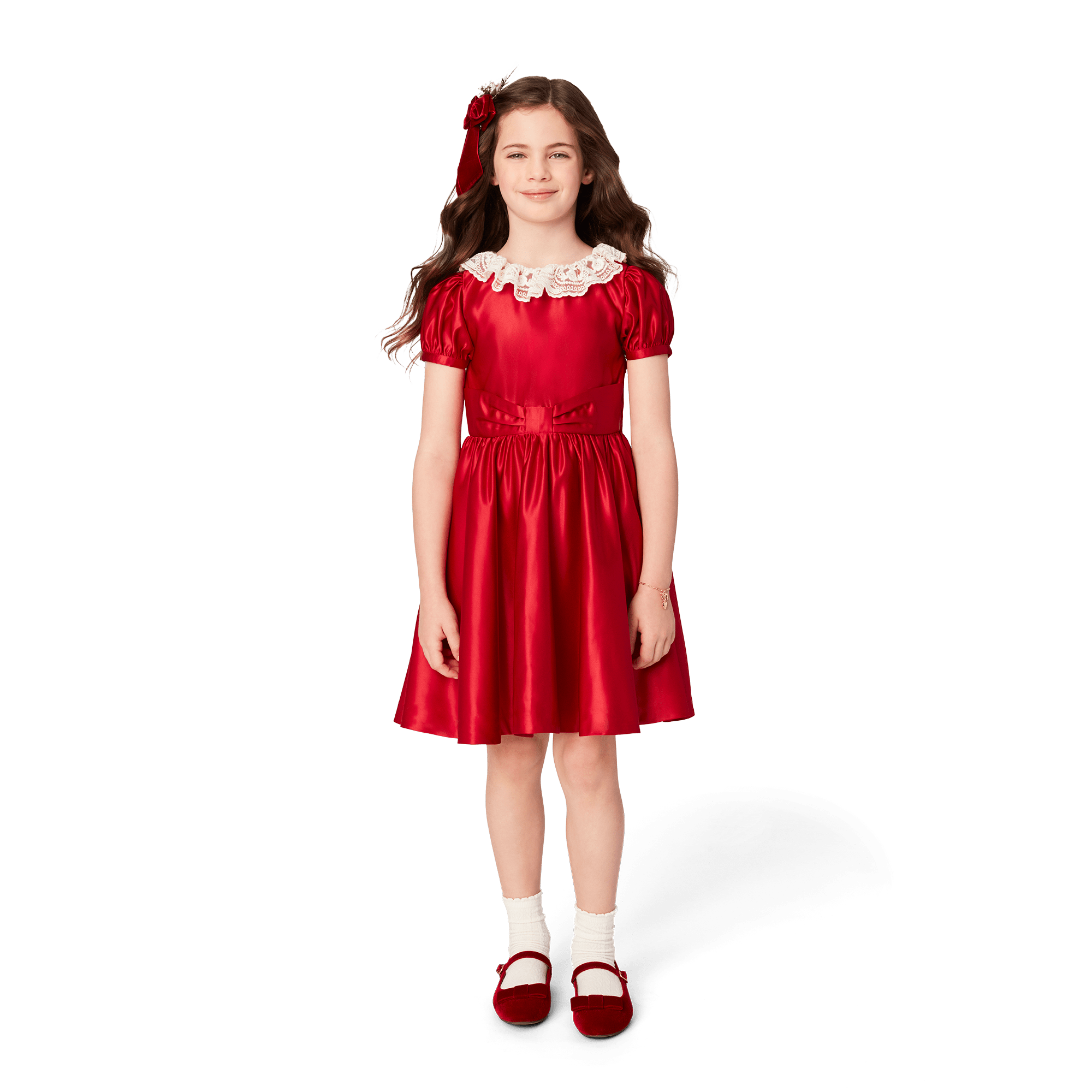 Red Holiday Party Dress for Girls with Lace Collar | American Girl x Janie and Jack