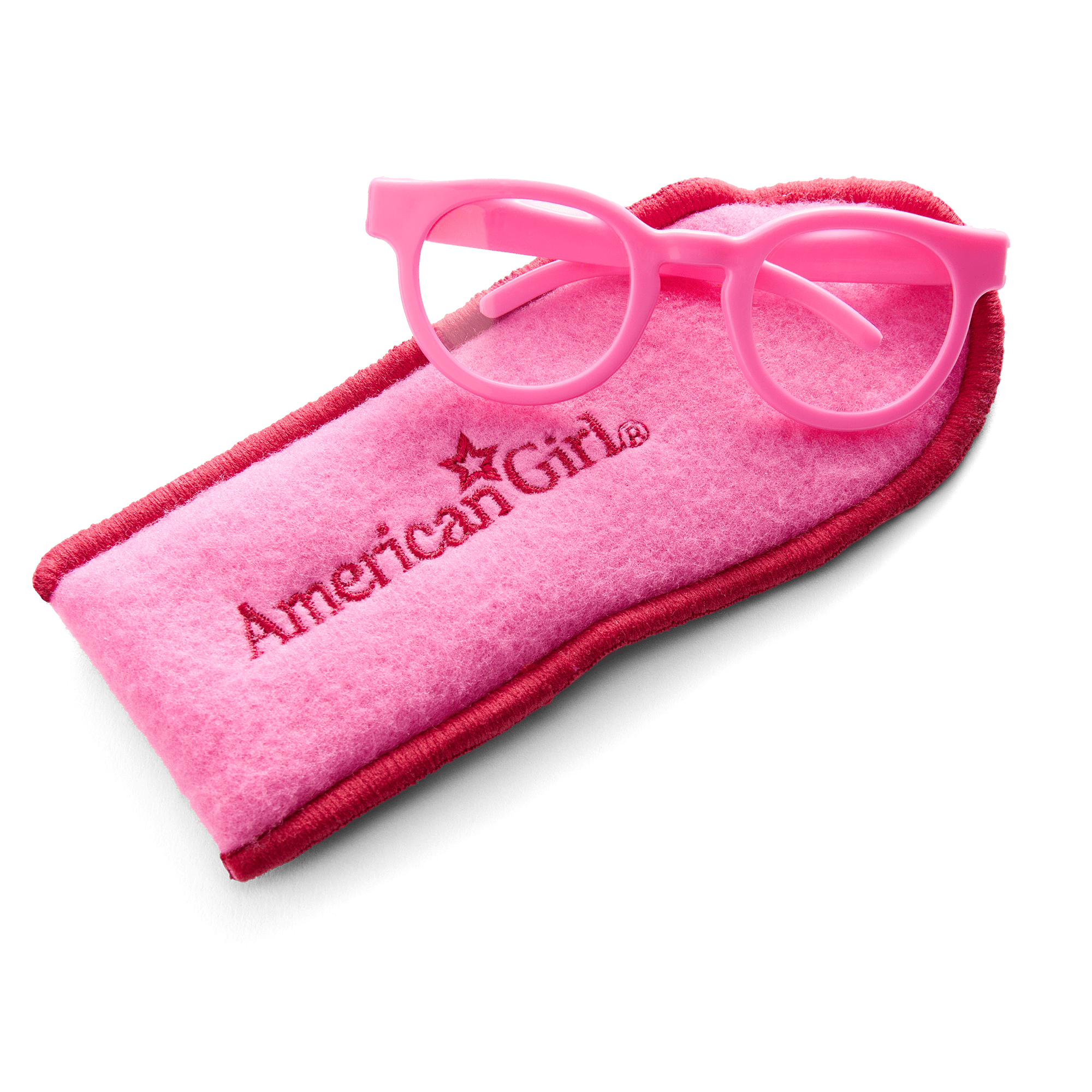 Petal-Pink Doll Glasses for 18-inch Dolls with Case | Doll Accessories