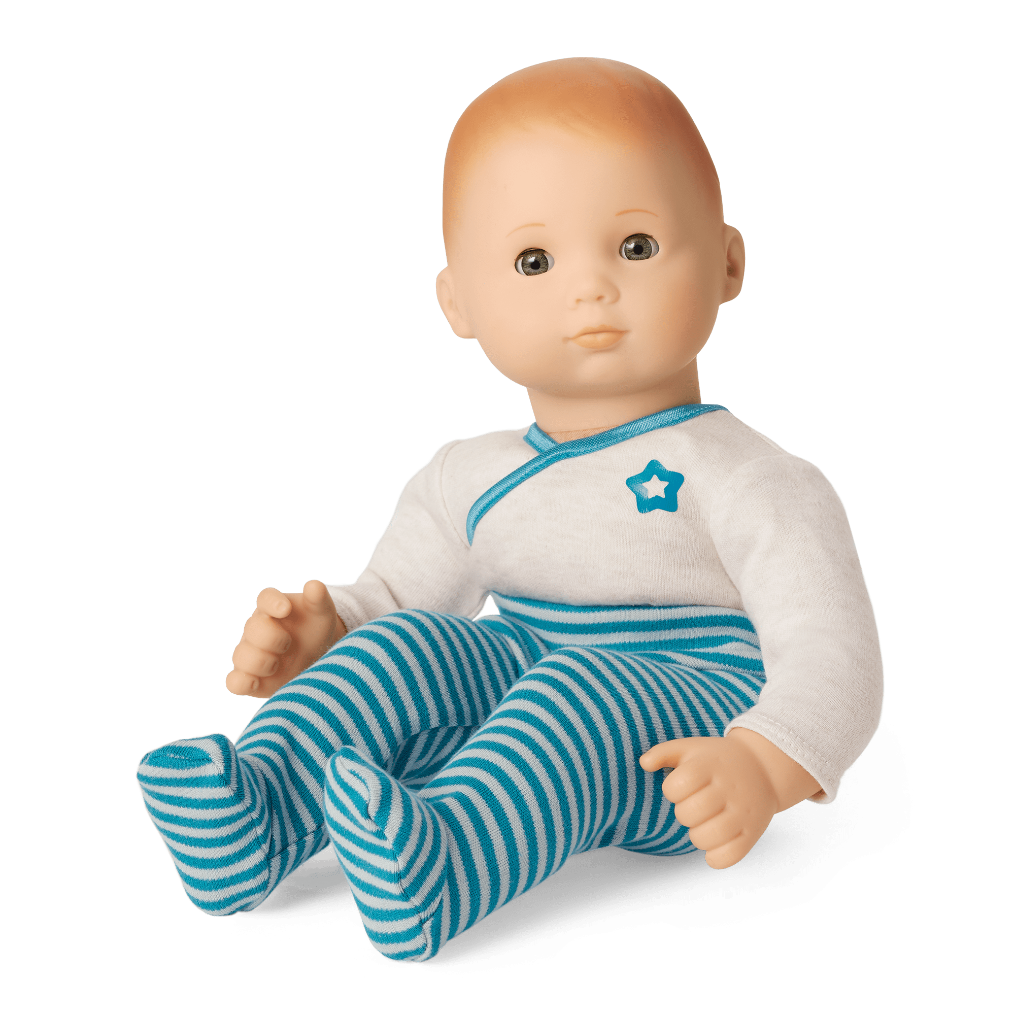 Bitty Baby Doll with Red Hair & Soft Blue Outfit | 15" Cuddly Vinyl Doll