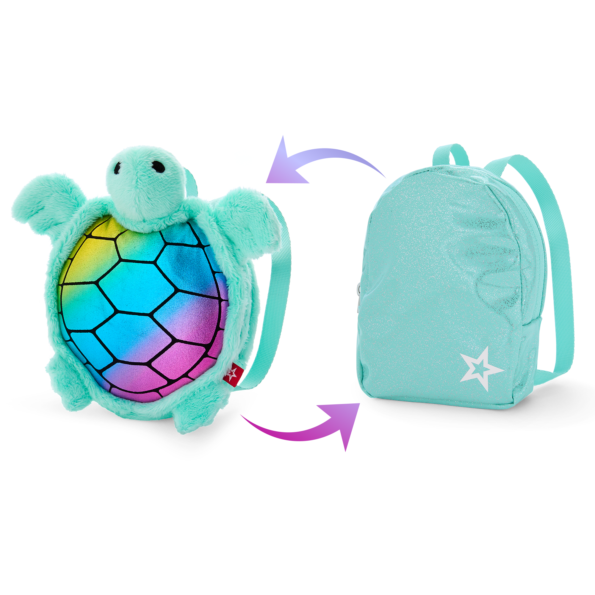 Reversible Sea Turtle Backpack & Accessory Set for 18-inch Dolls | Style Flips
