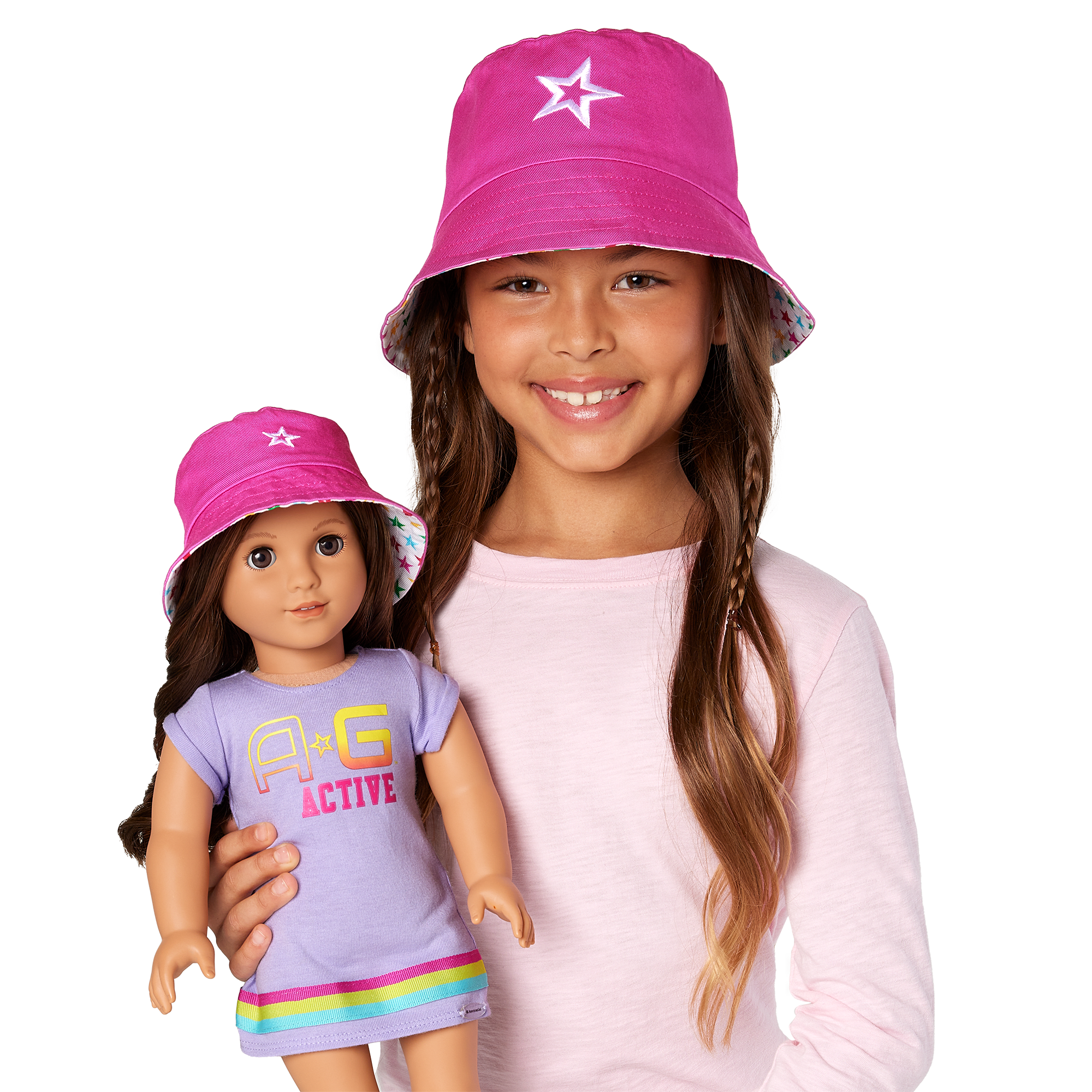 Reversible Bucket Hat Set for Girls & Dolls | AG™ Star