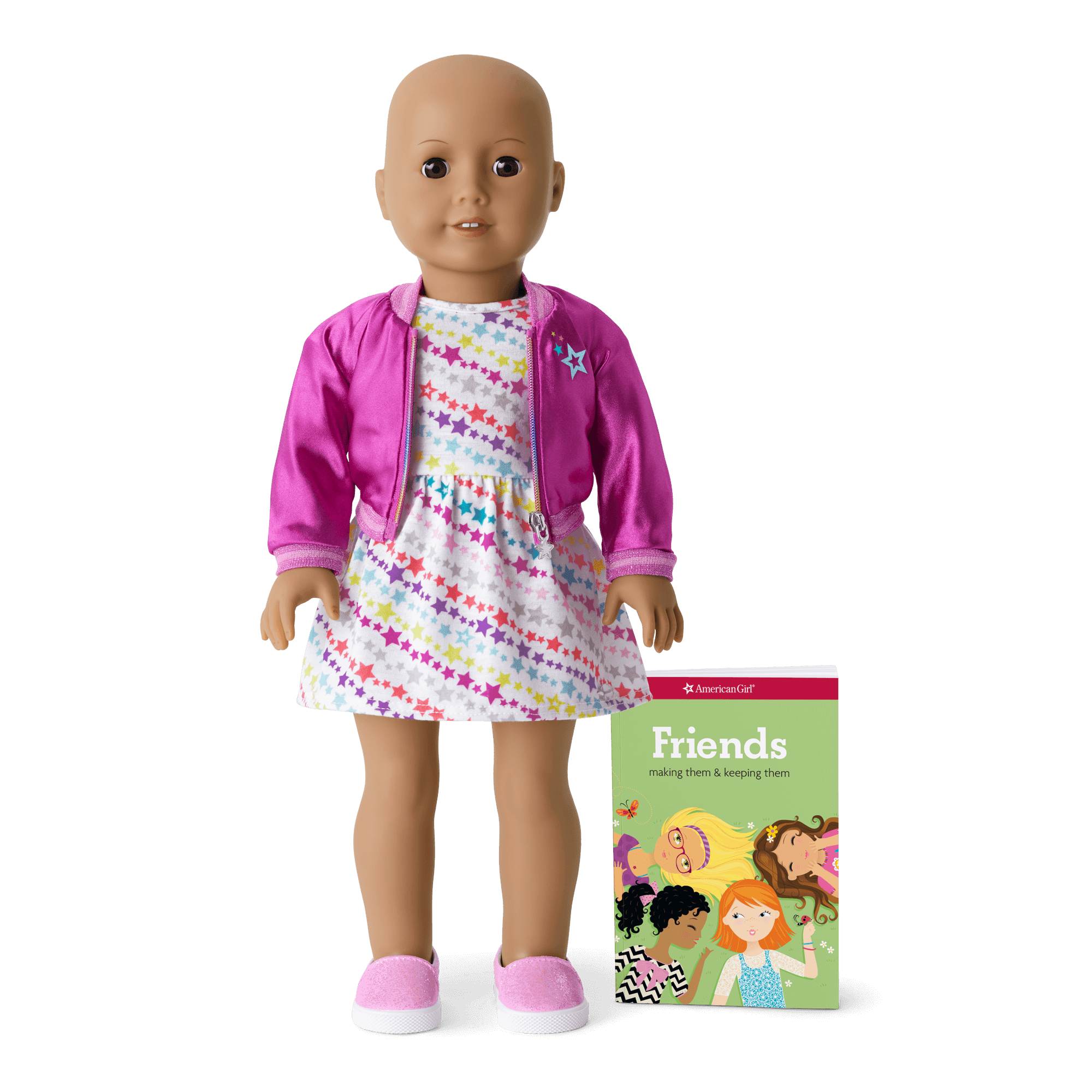 18\" Truly Me Doll with Star-Print Dress & Jacket | Brown Eyes, Tan Skin
