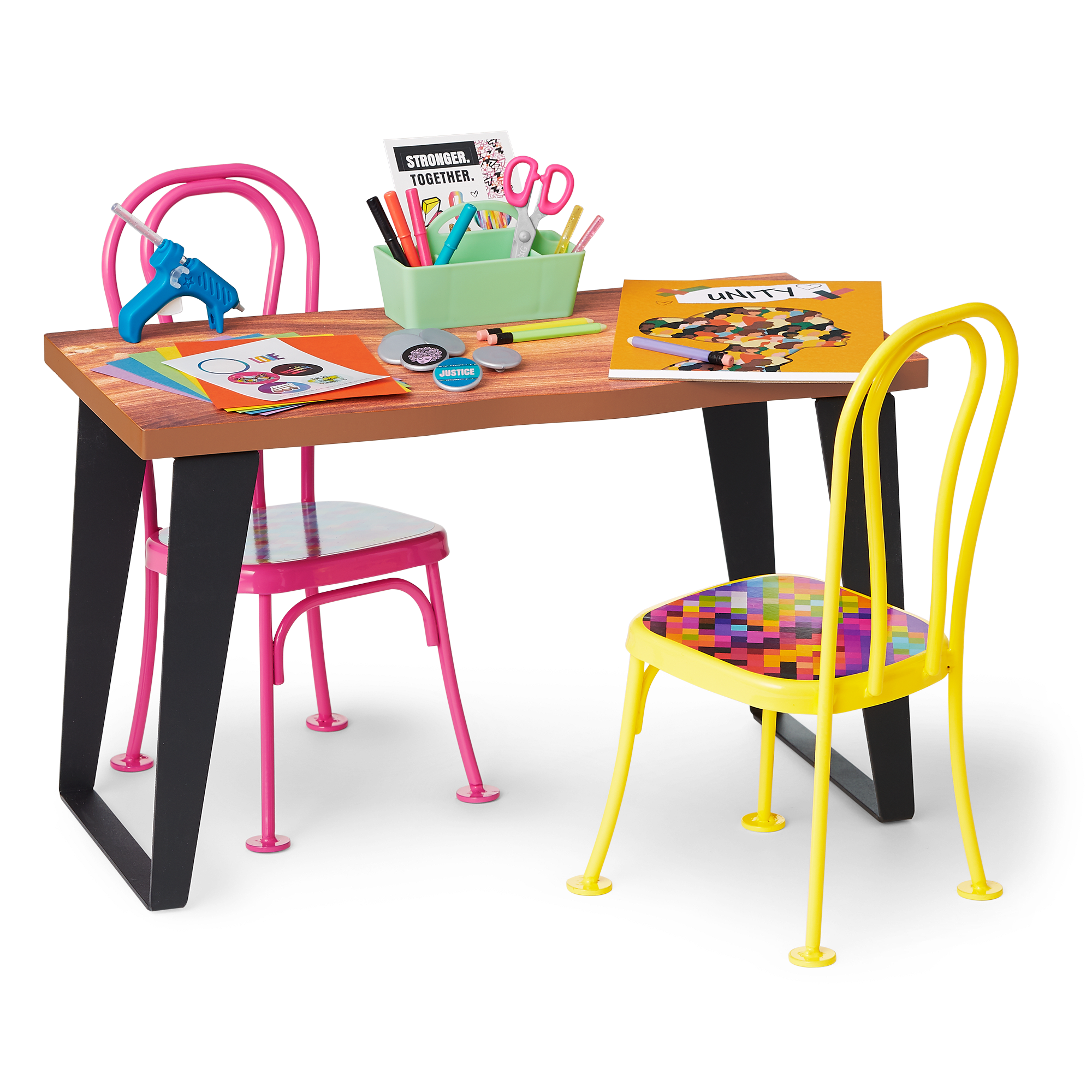 Dollhouse Table & Chairs Set with Craft Supplies | Community Center