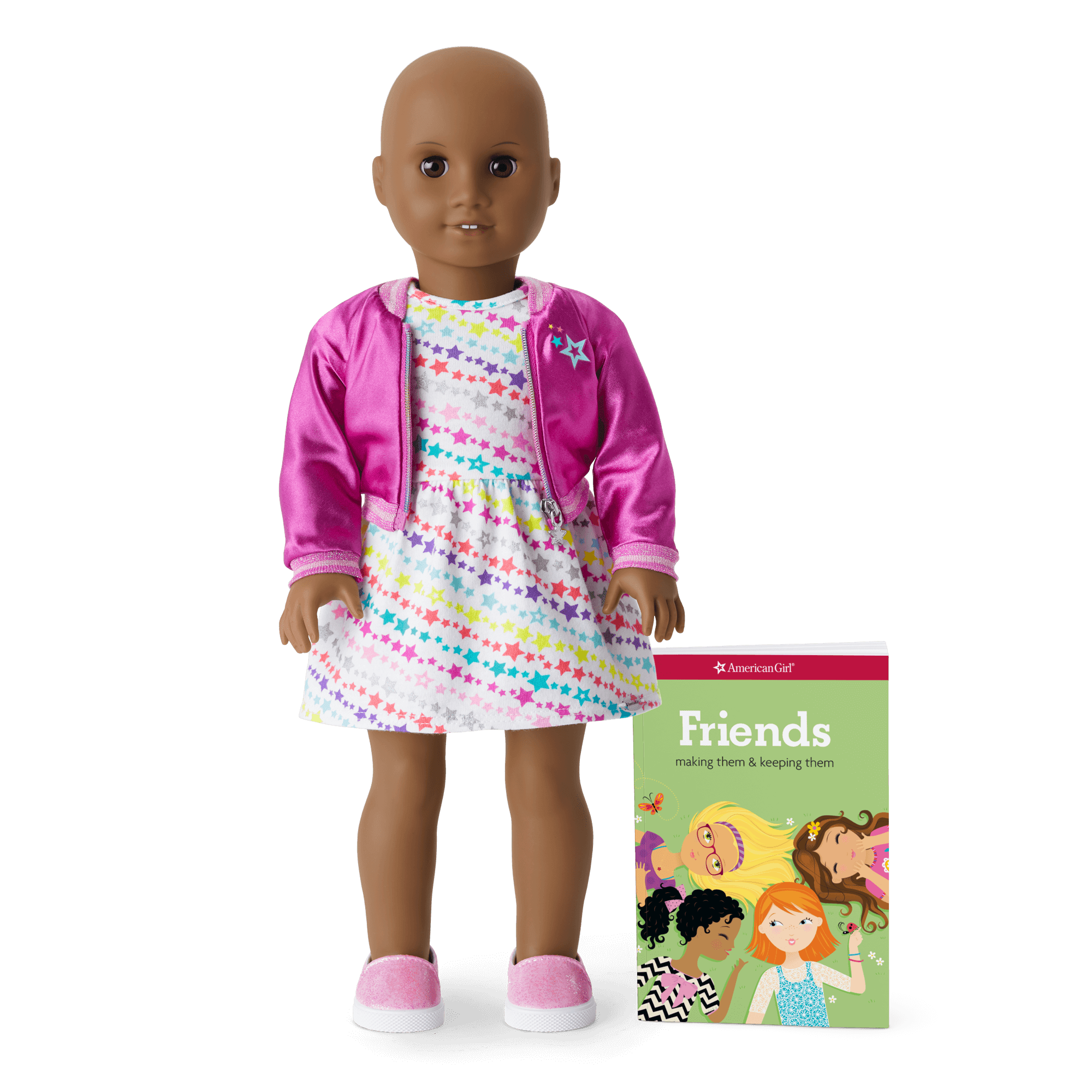 18" Truly Me Doll with Star-Print Dress & Jacket | Brown Eyes, Deep Skin