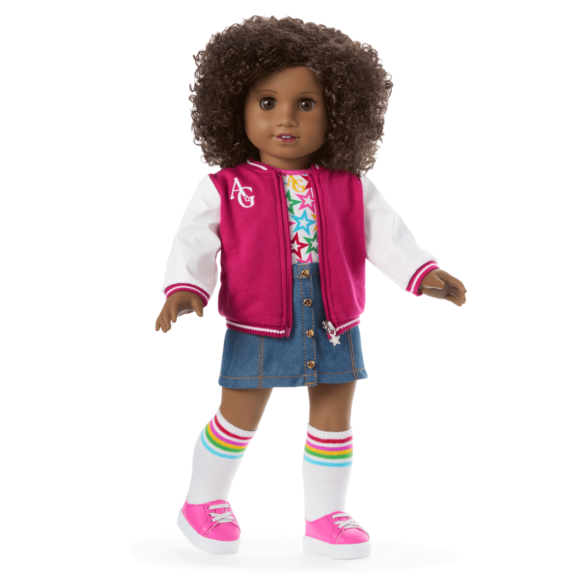 18-inch Truly Me Doll with Curly Dark-Brown Hair & Varsity Jacket | AG™