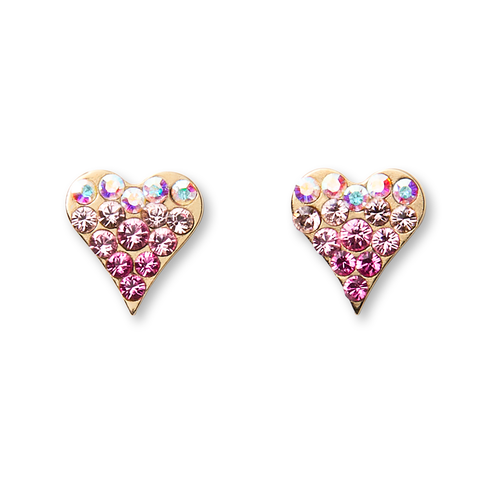 14K Gold Pink Crystal Heart Stud Earrings for Girls | American Girl x Stephanie Gottlieb