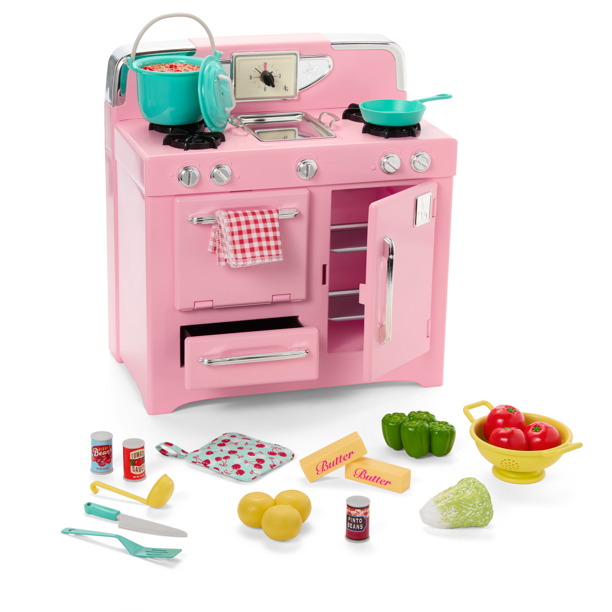 Vintage Pink Stove Playset for 18-inch Dolls | Maryellen’s™