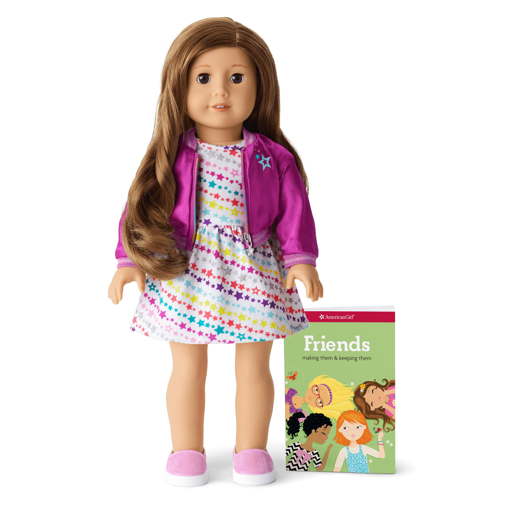 Truly Me Doll #81 with Wavy Caramel Hair & Star-Print Dress | 18"" Doll