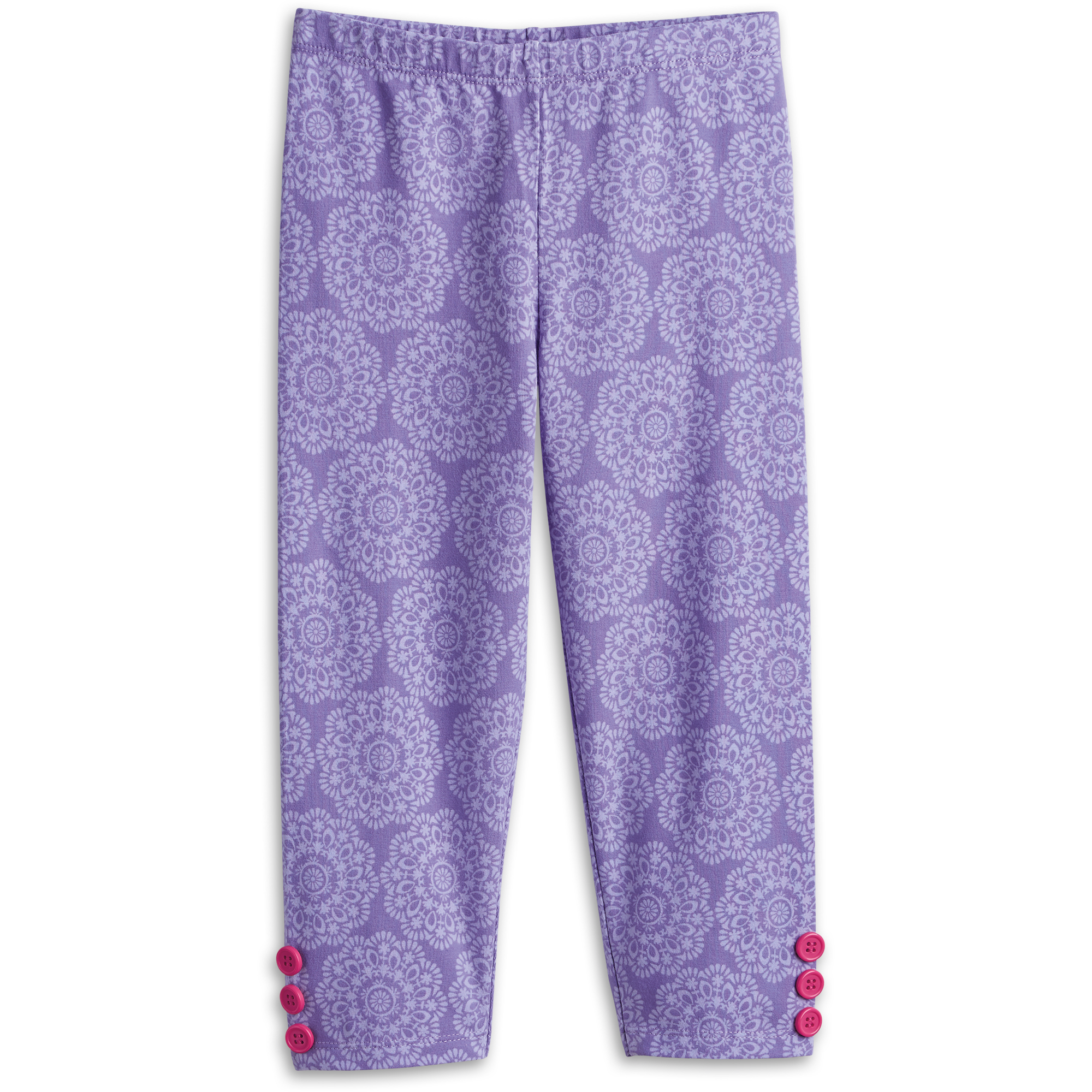Floral Leggings for Girls with Button Trim | Playful Purple Print